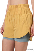 Windbreaker smocked waistband running shorts
