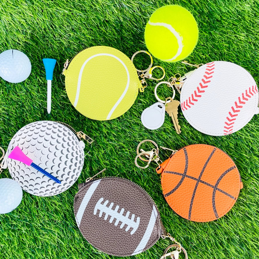Basketball Keychain Bag Charm - Sports Coin Purse Zipper Pouch
