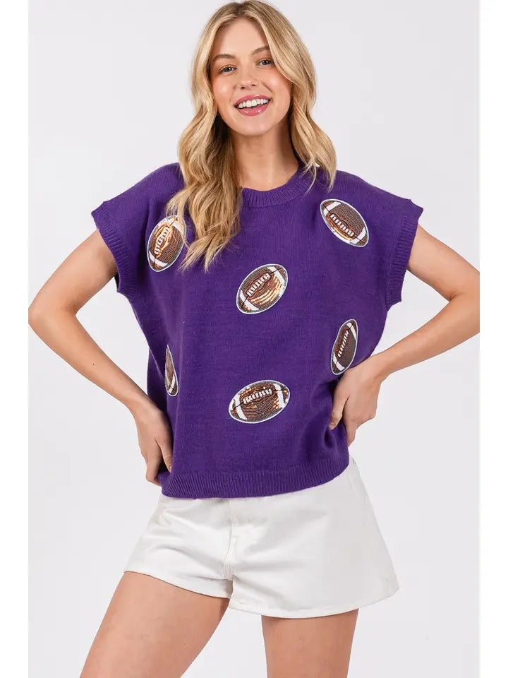 Game Day Football Patch Sweater Top