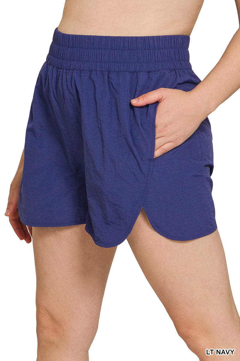 Plus Windbreaker Smocked Waistband Running Shorts