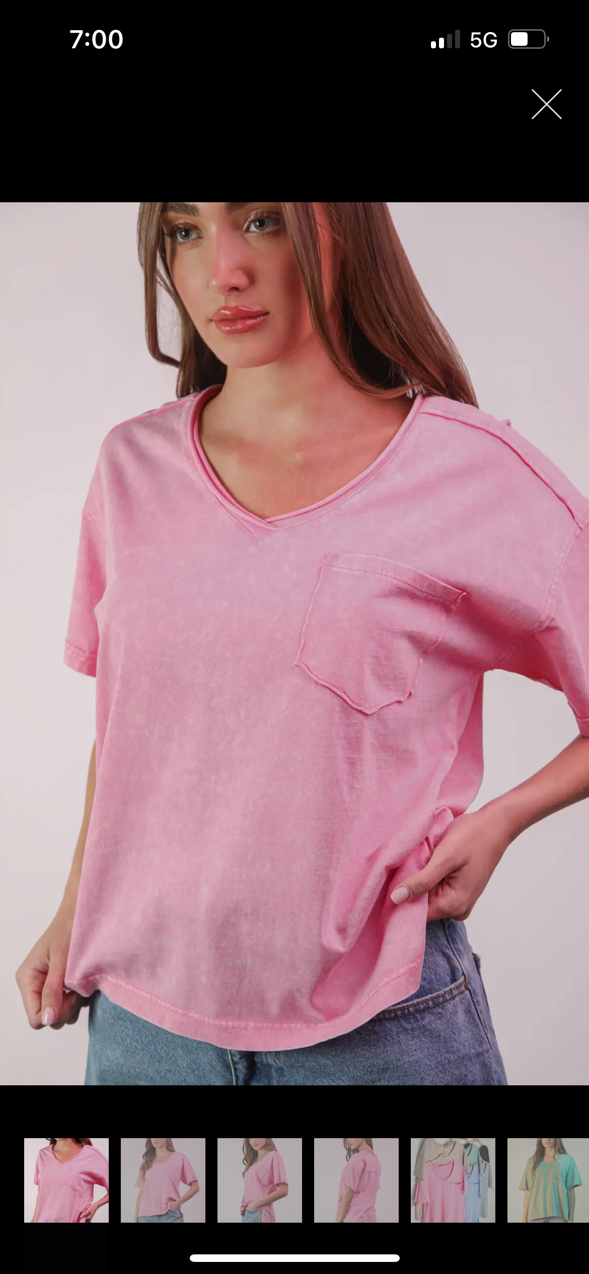 Mineral Washed V Neck Knit Top