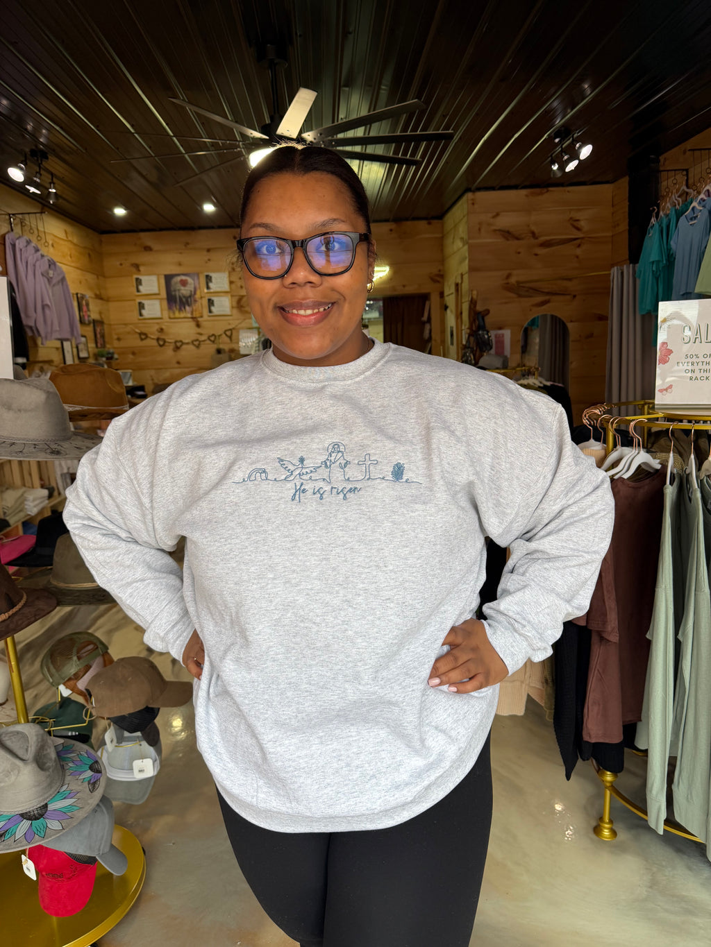 Embroidered He is Risen Sweatshirt