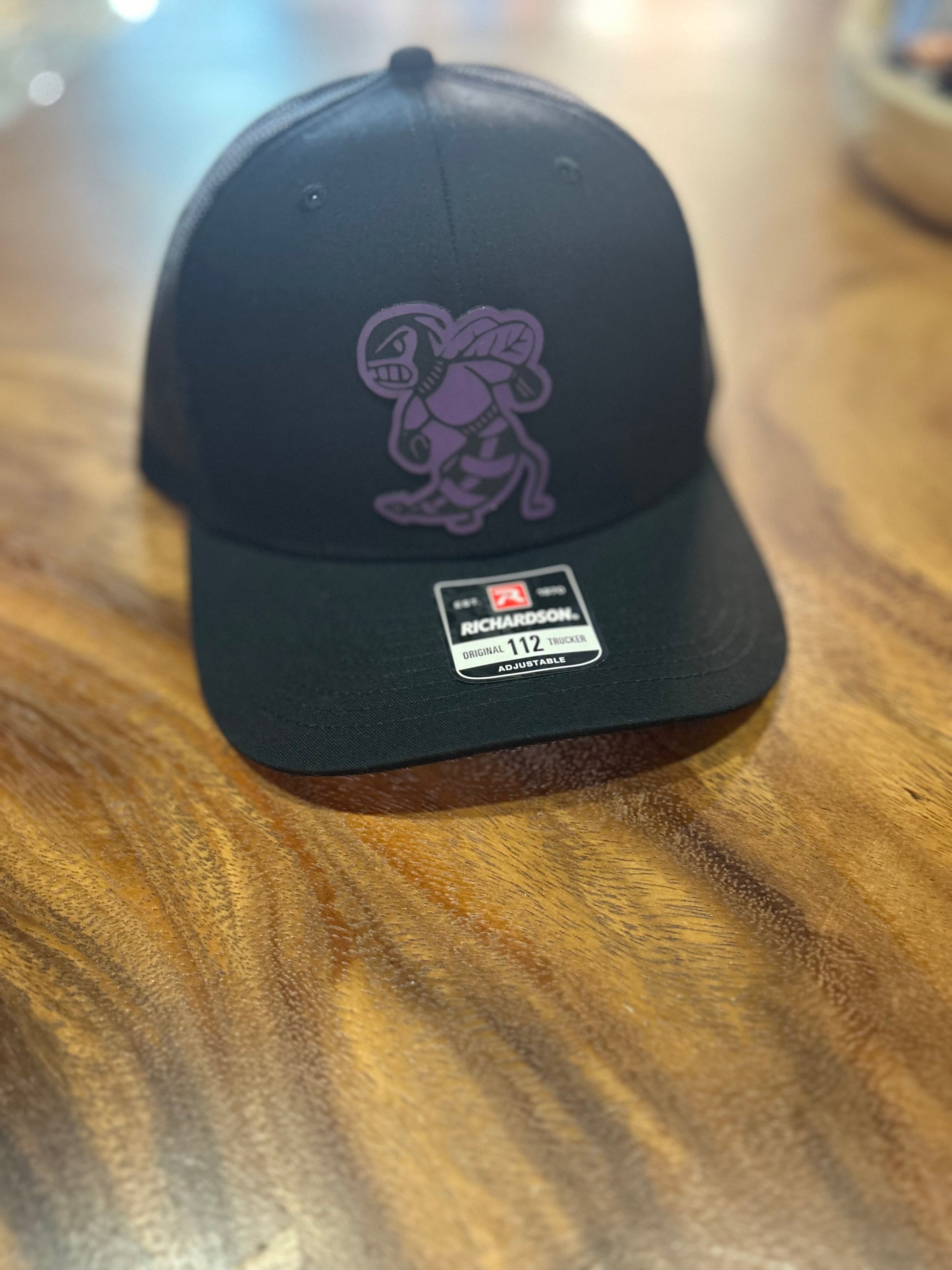 Black Adult Yellow Jackets Richardson Ball Cap with purple patch