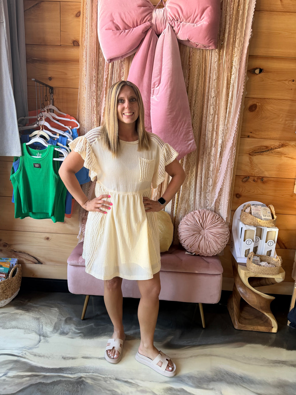 Waffle Knit Contrast Solid Comfy Mini Dress