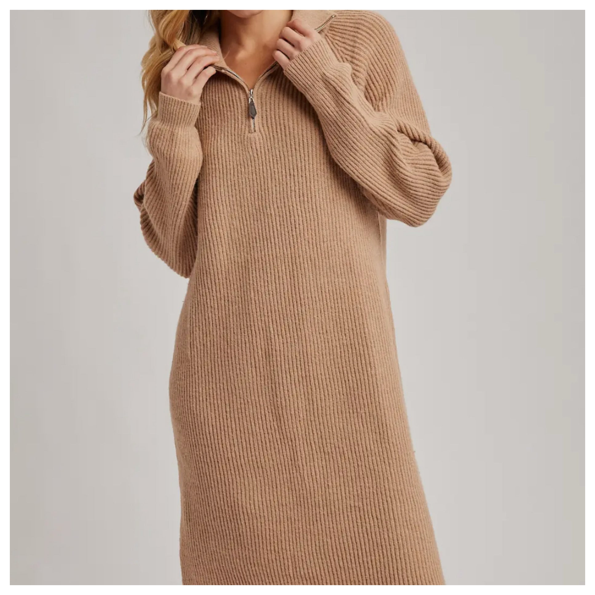 Quarter Zip Sweater Dress