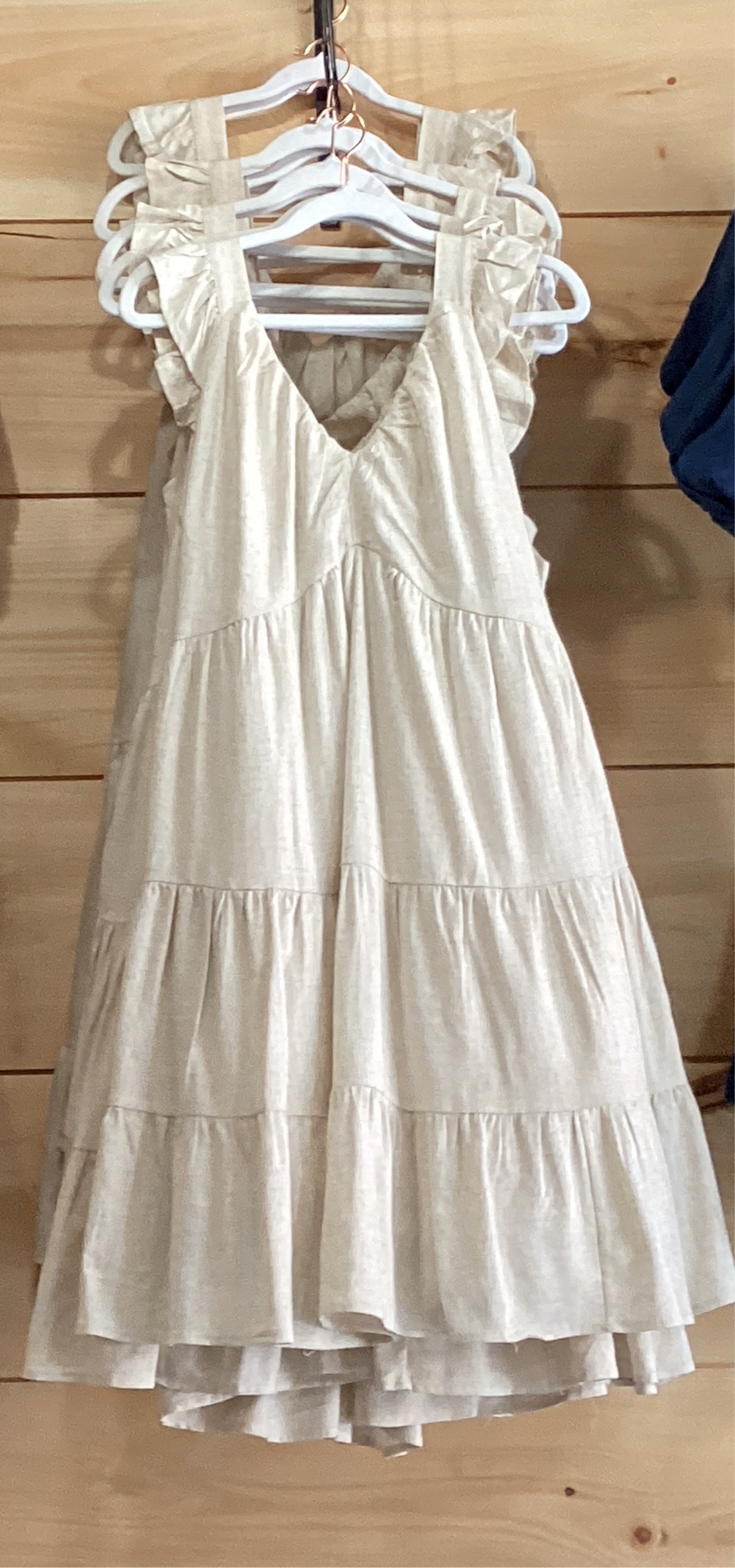 Women's Heathered Linen Look Smocked Back Tank Dress