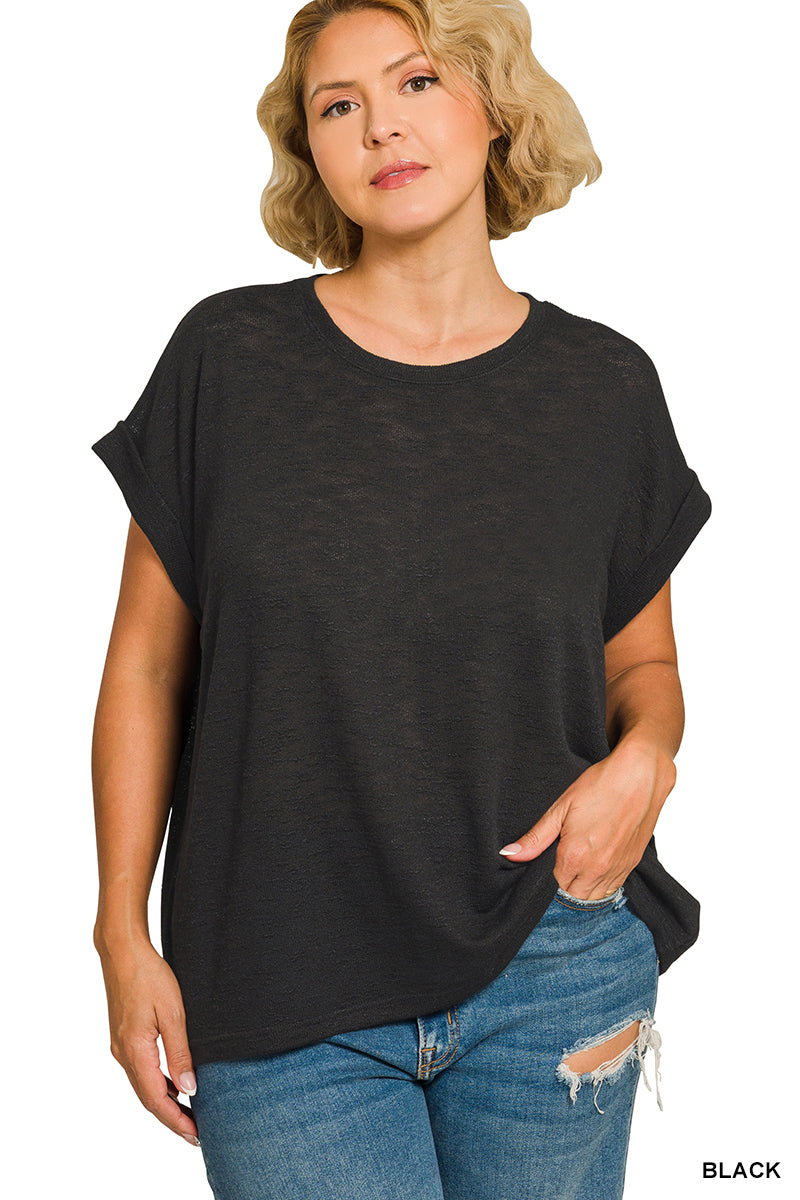 Plus Hacci Slub Rolled Up Sleeve