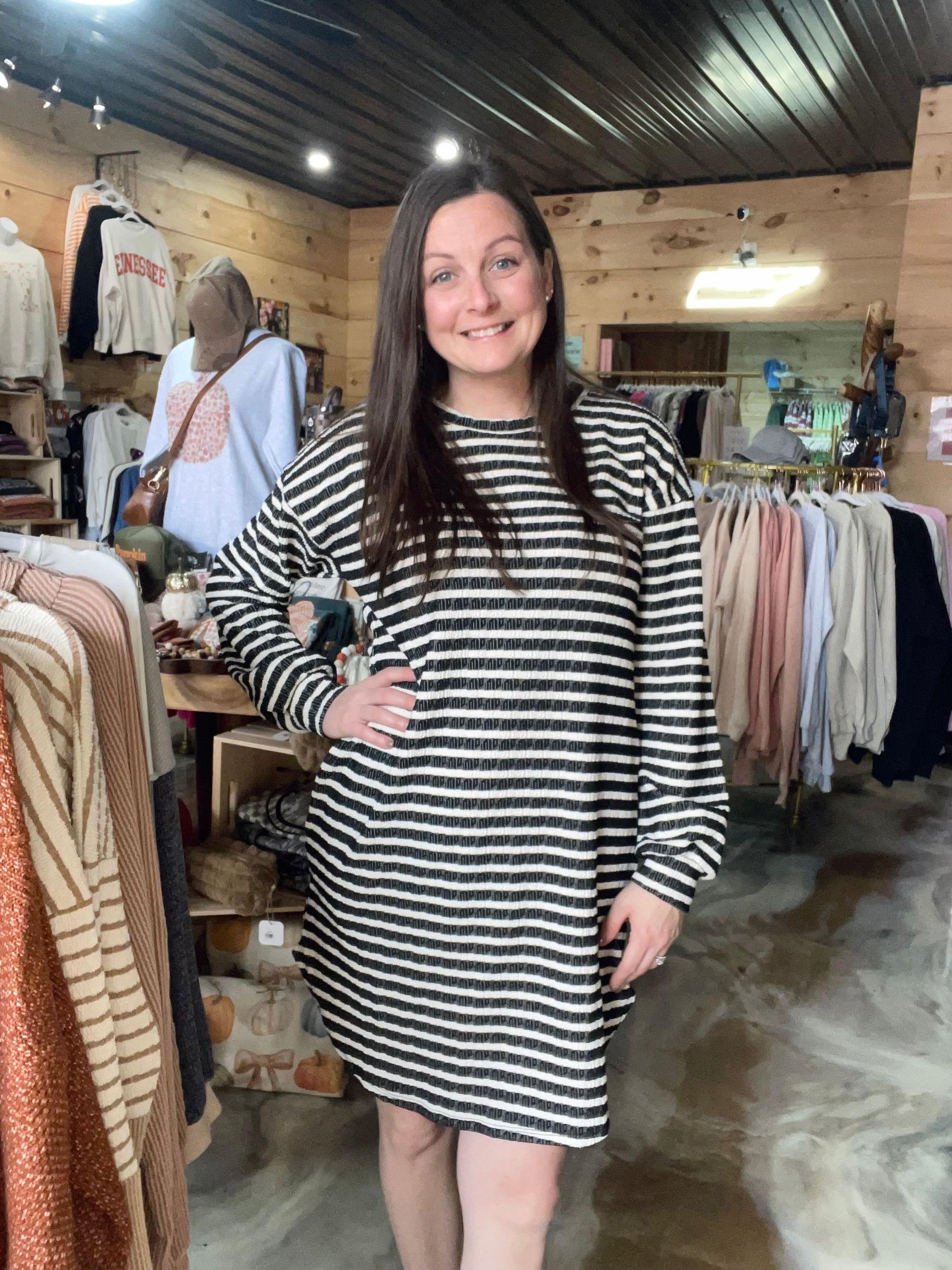 Jacquard Stripe Mini Dress