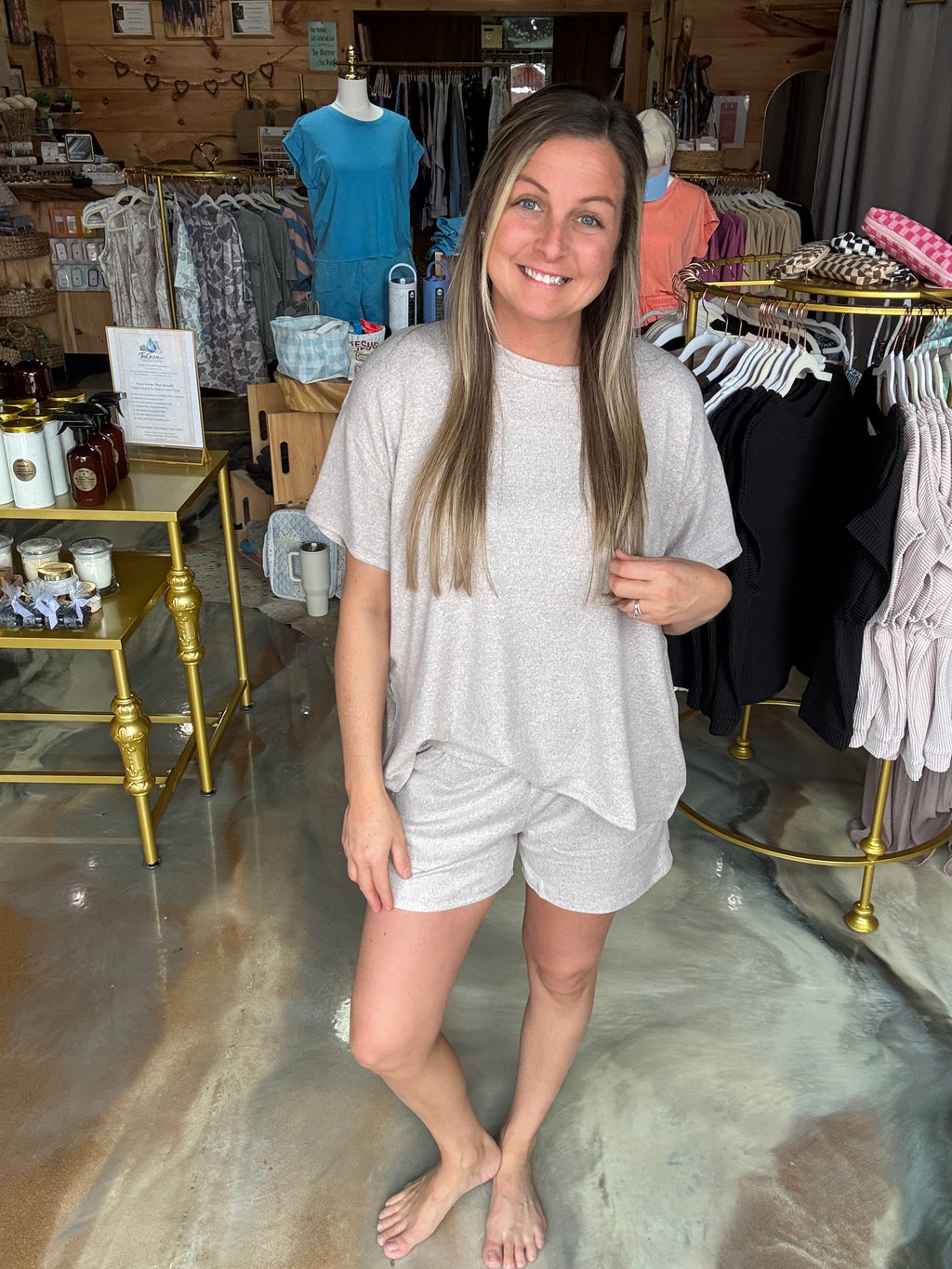 Soft Melange Short Sleeve Tee and Shorts Set
