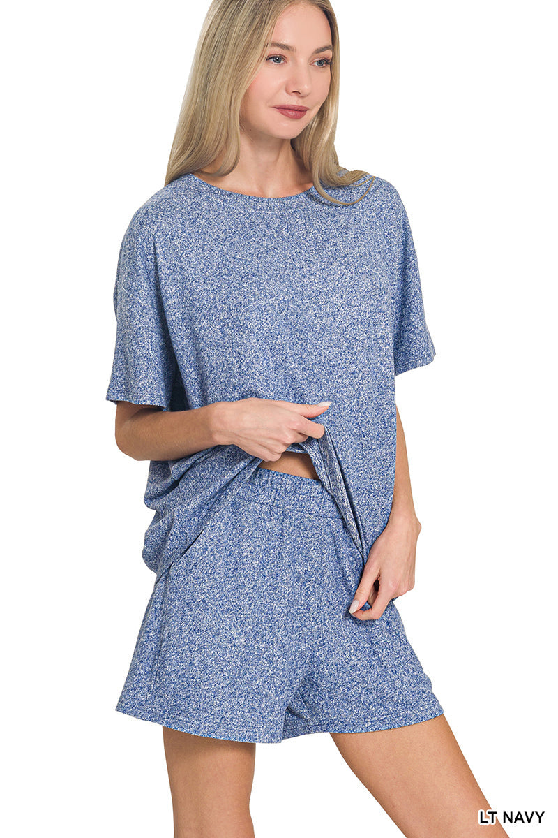 Soft Melange Short Sleeve Tee and Shorts Set