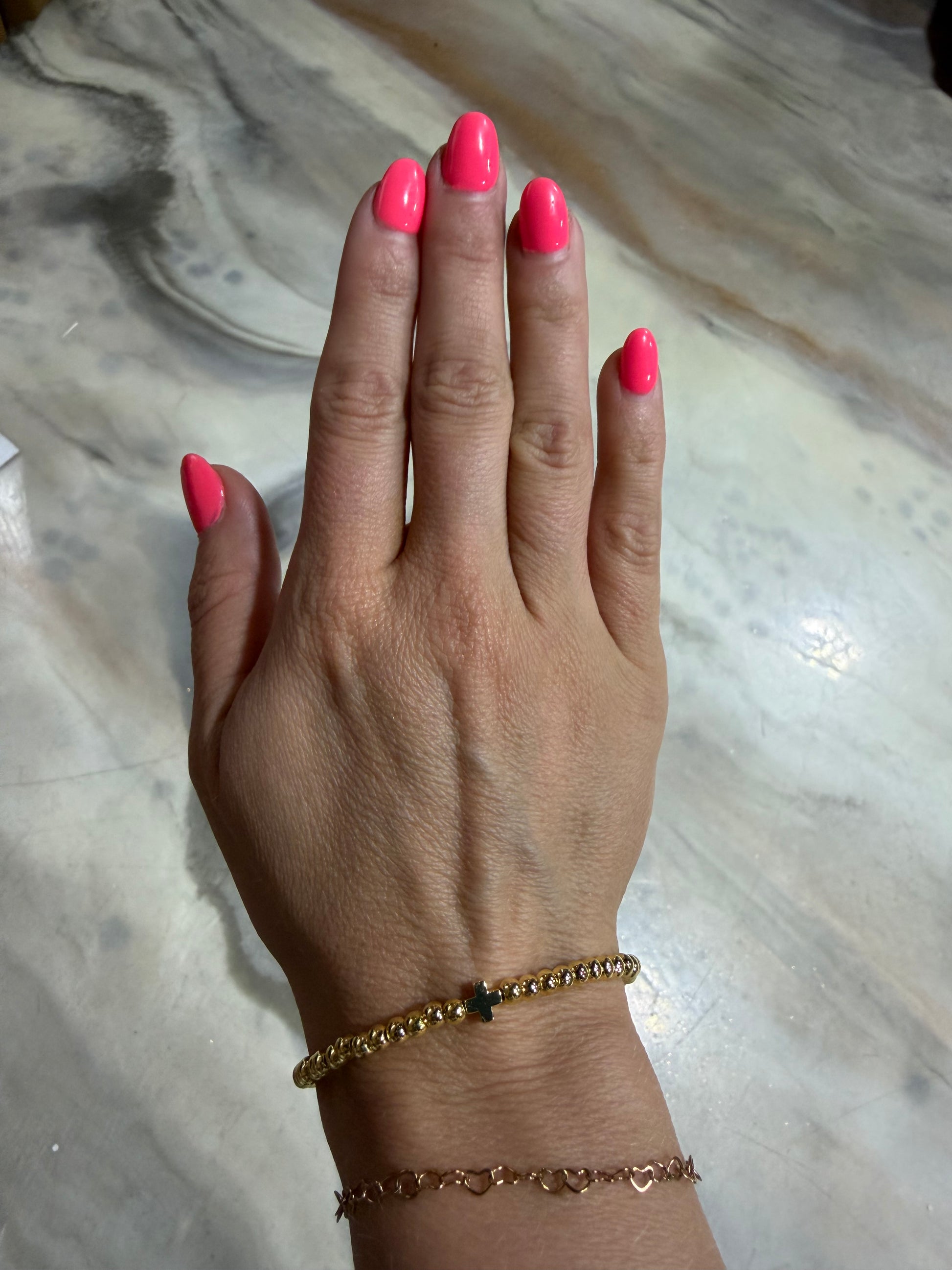 Bracelet - gold beads with gold crosses