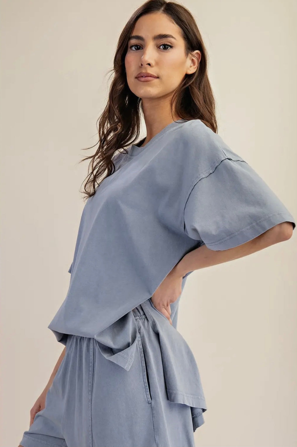 Mineral Washed Cotton Oversize Slit Tee
