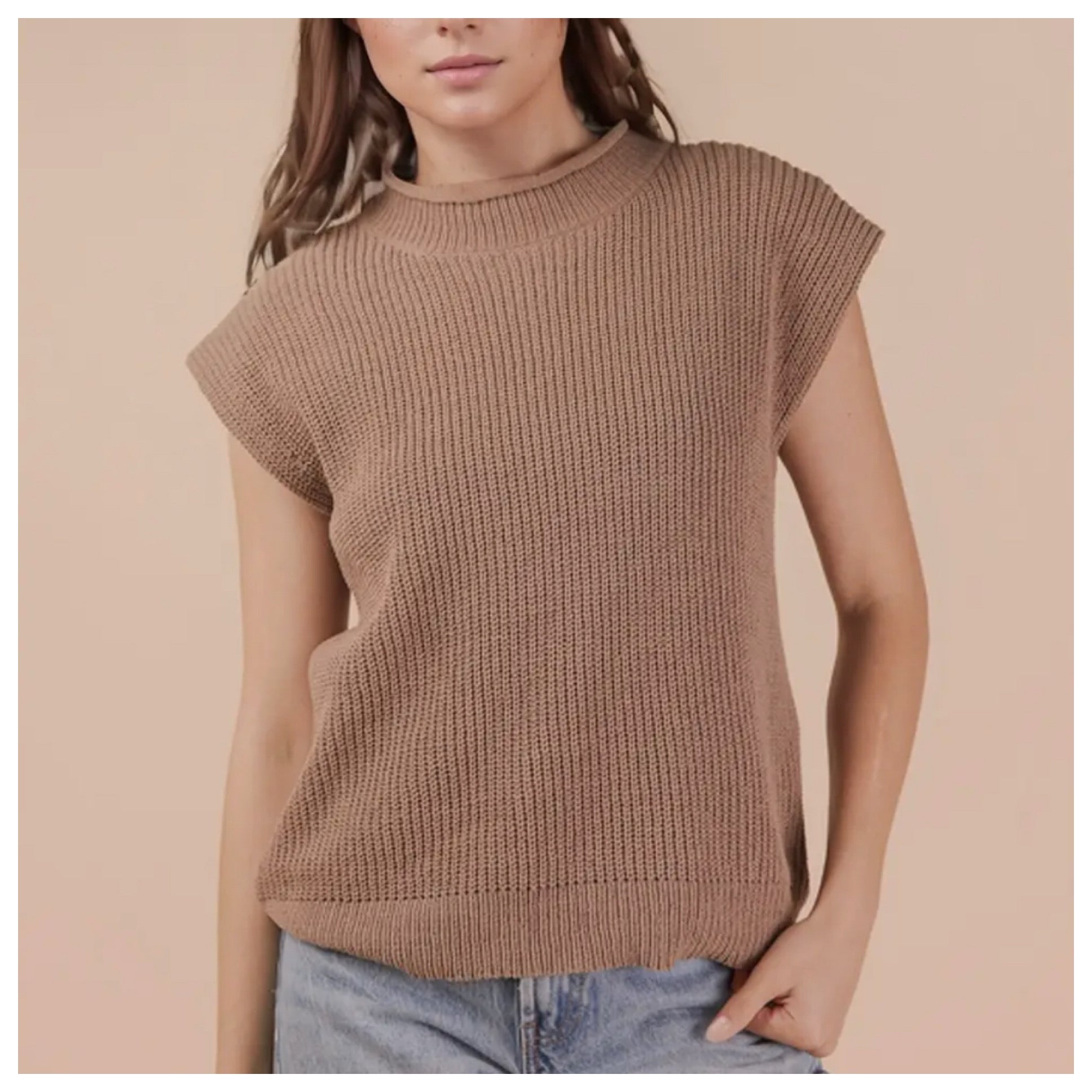 Oversized Soft Knit Sweater Vest Top