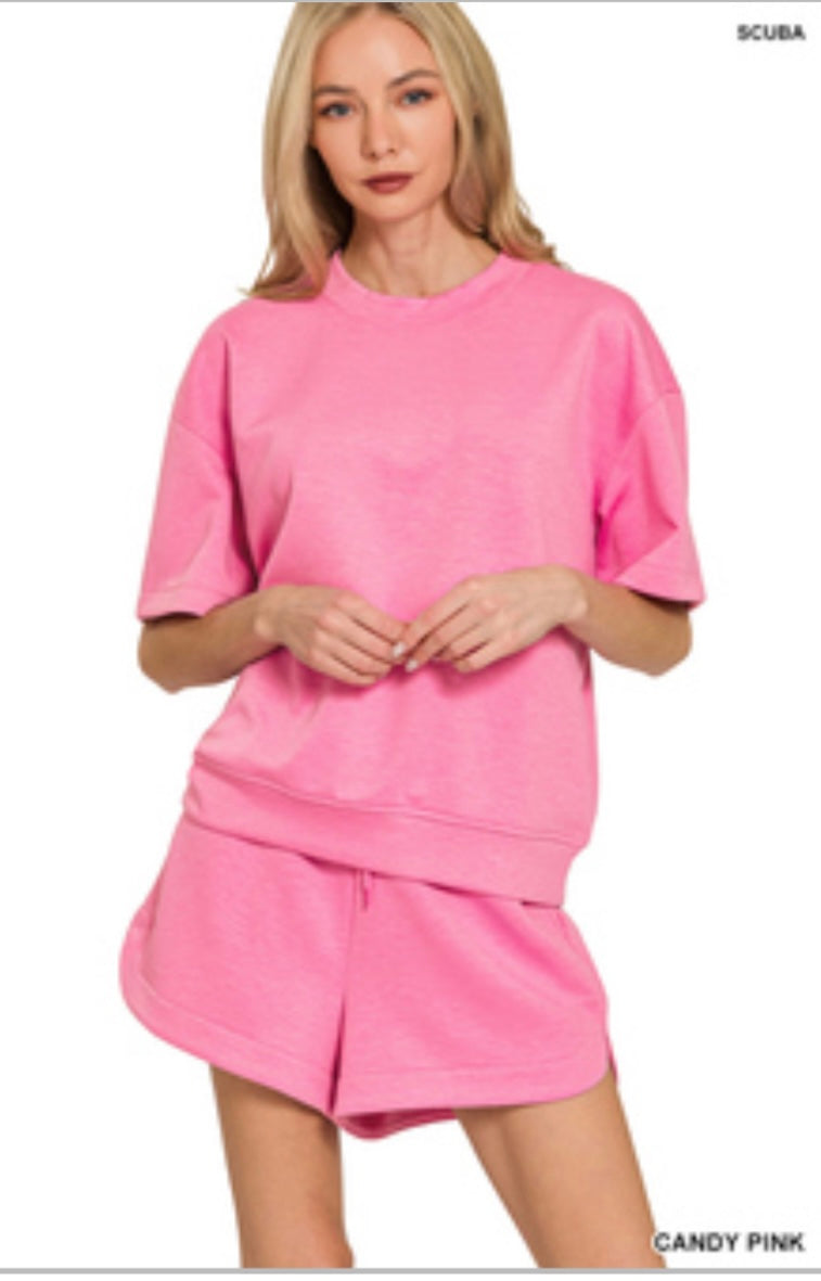 Scuba short sleeve top & shorts set