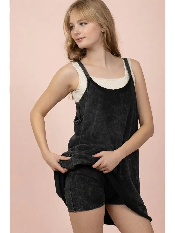 Mineral Washed Knit Mini Dress with Shorts Inside