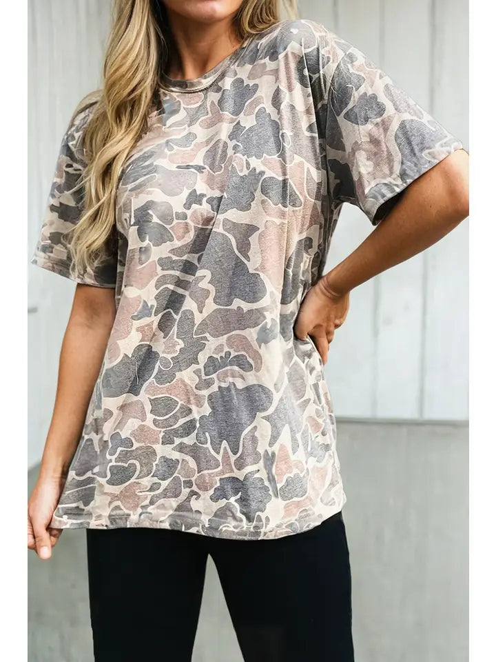 Retro Camouflage Custom Women Casual T Shirt