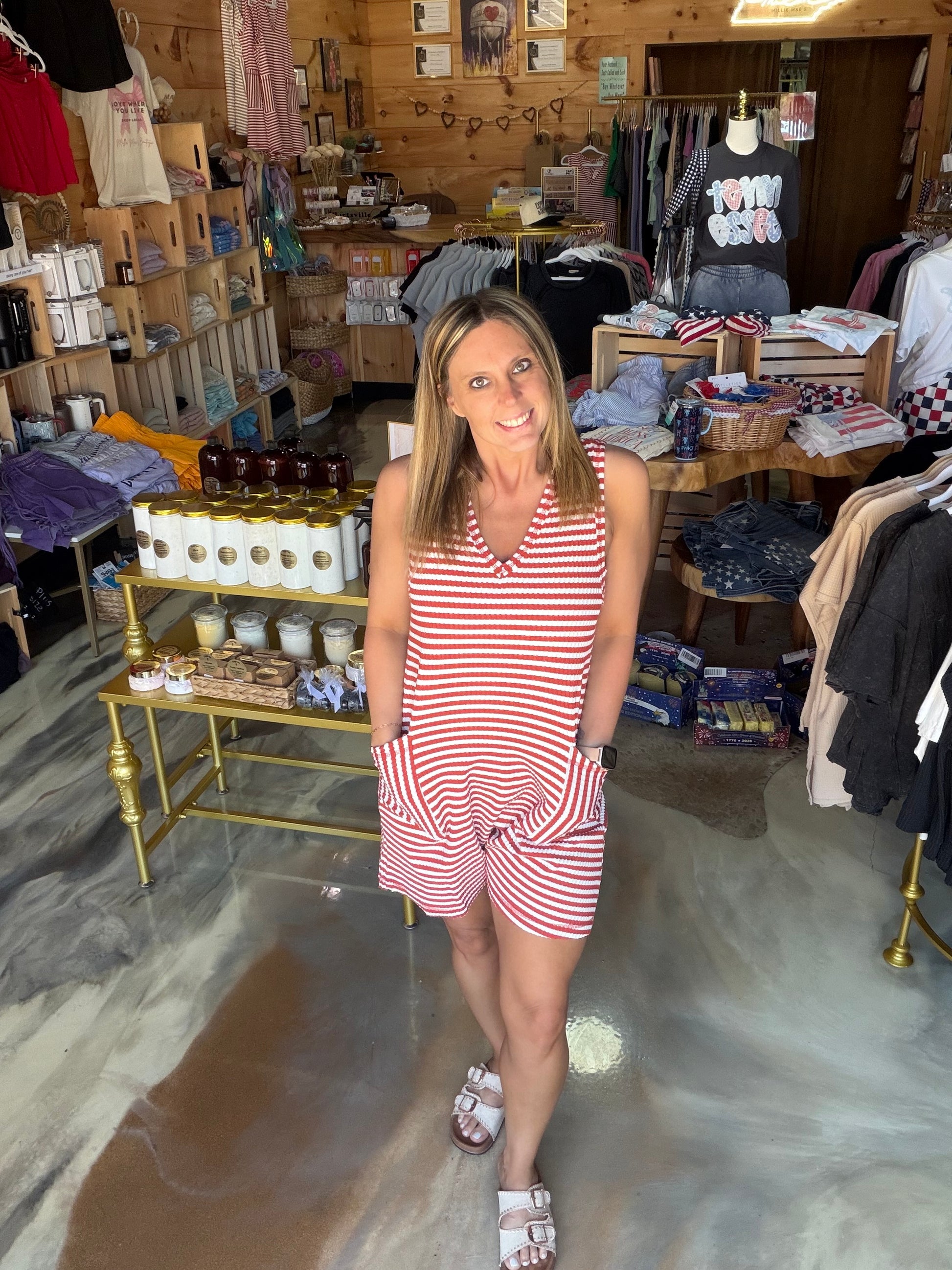 Striped Knit Casual Comfy Romper