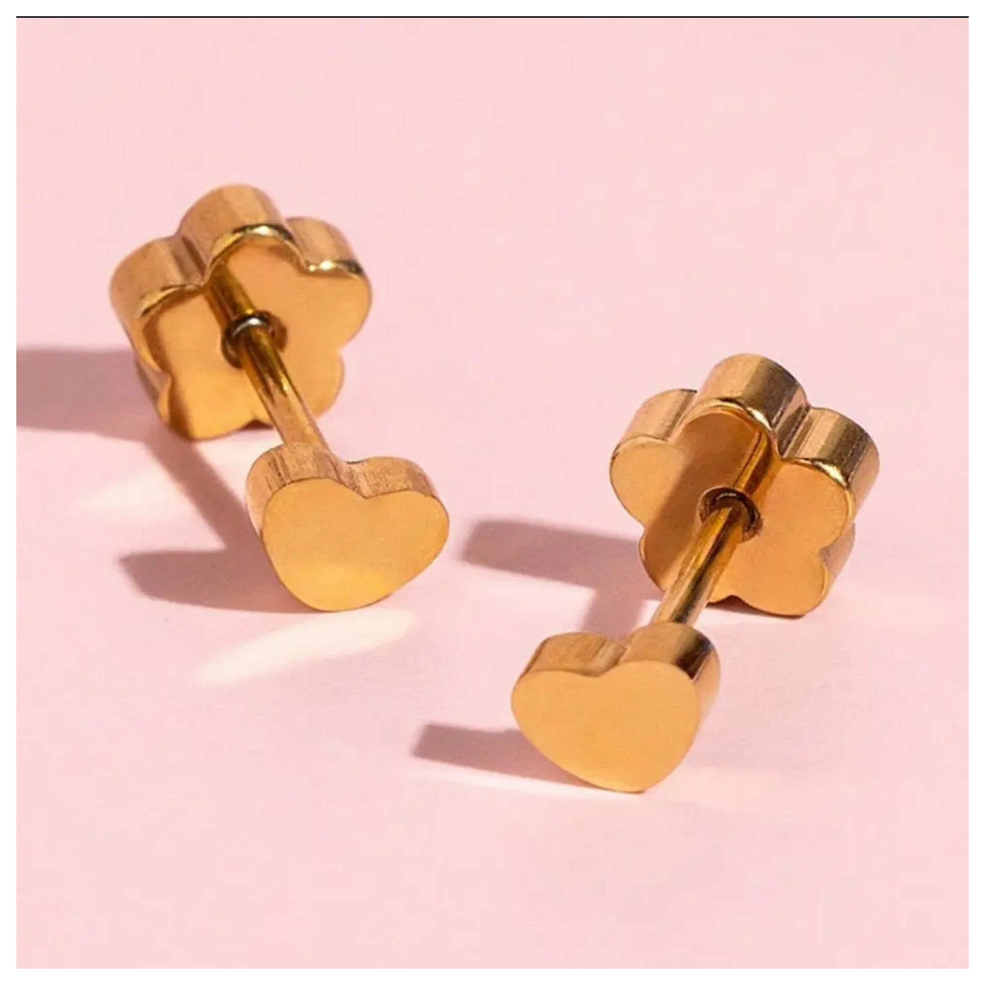 Pierced co gold heart earrings