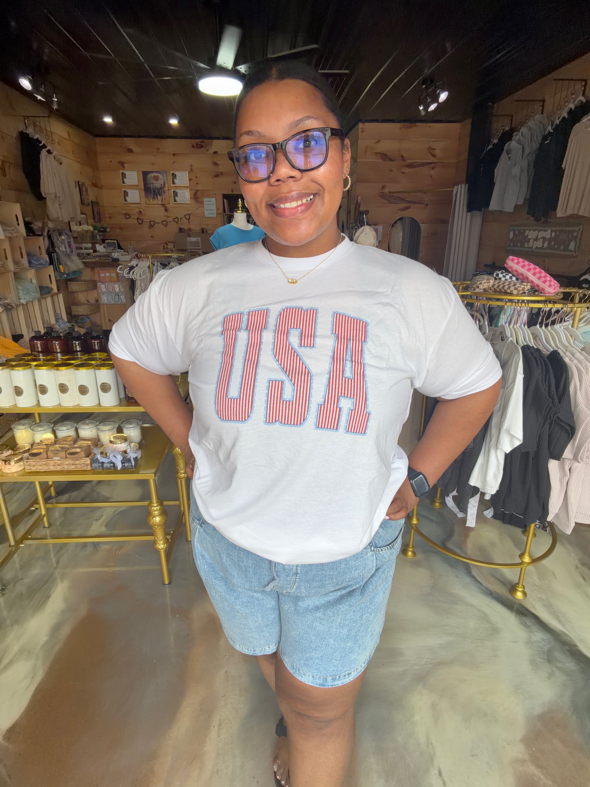 Stripe USA White Graphic Tee