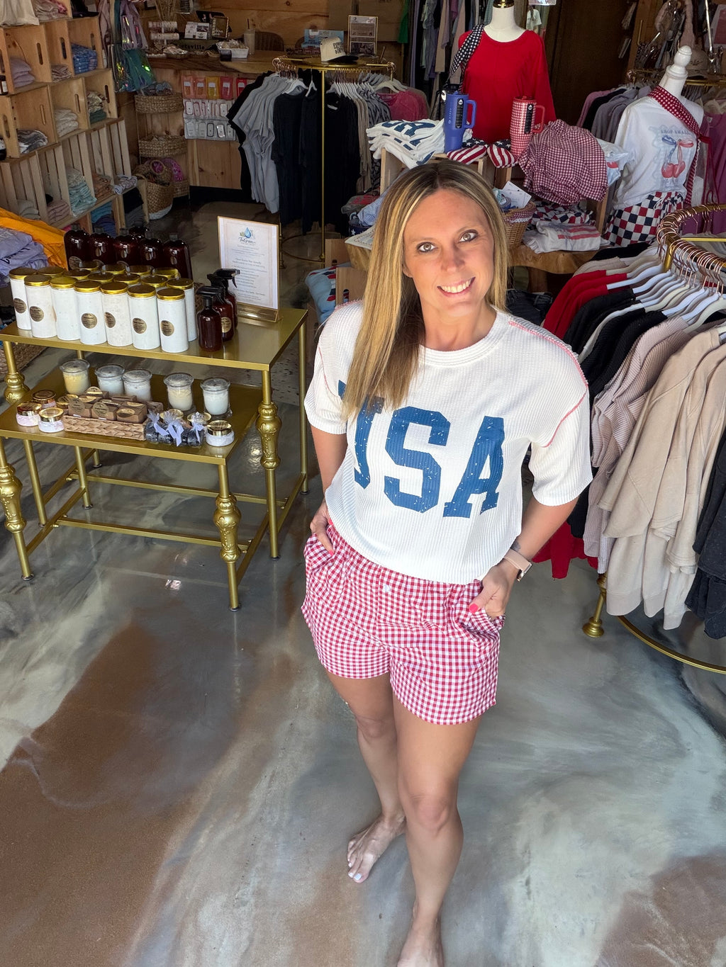 Stripe Plaid Printed High Waist Gingham Shorts