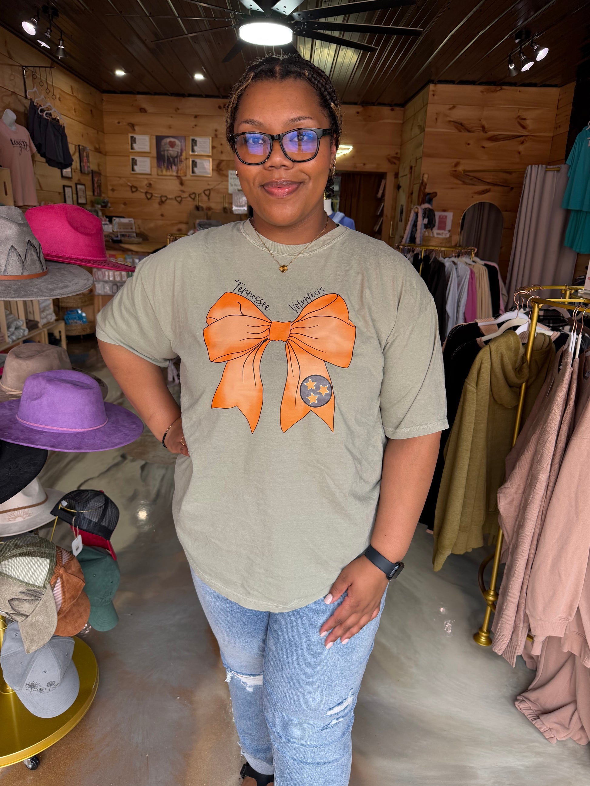 Preppy Tennessee Tristar Coquette Bow Graphic T-Shirt
