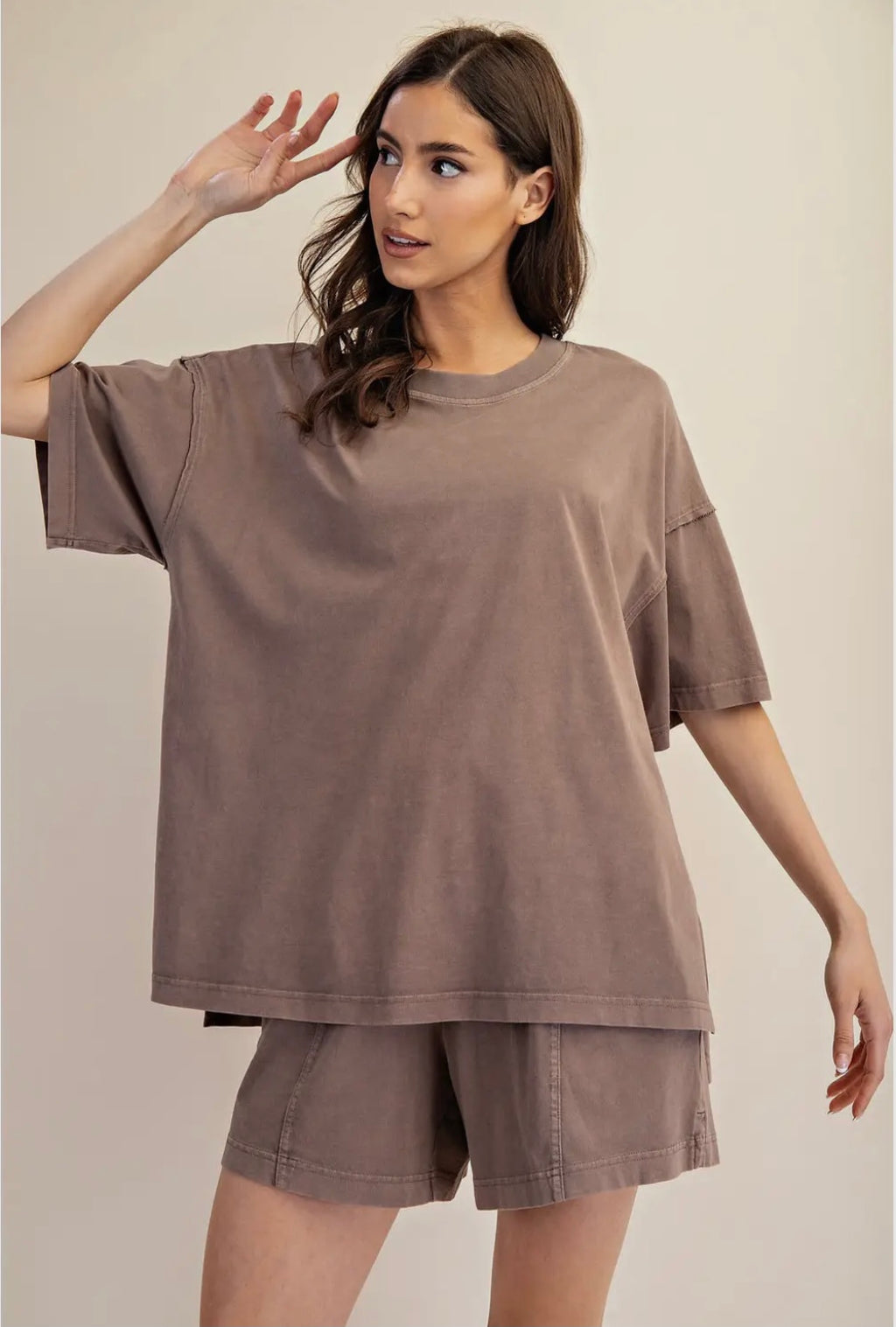 Mineral Washed Cotton Oversize Slit Tee