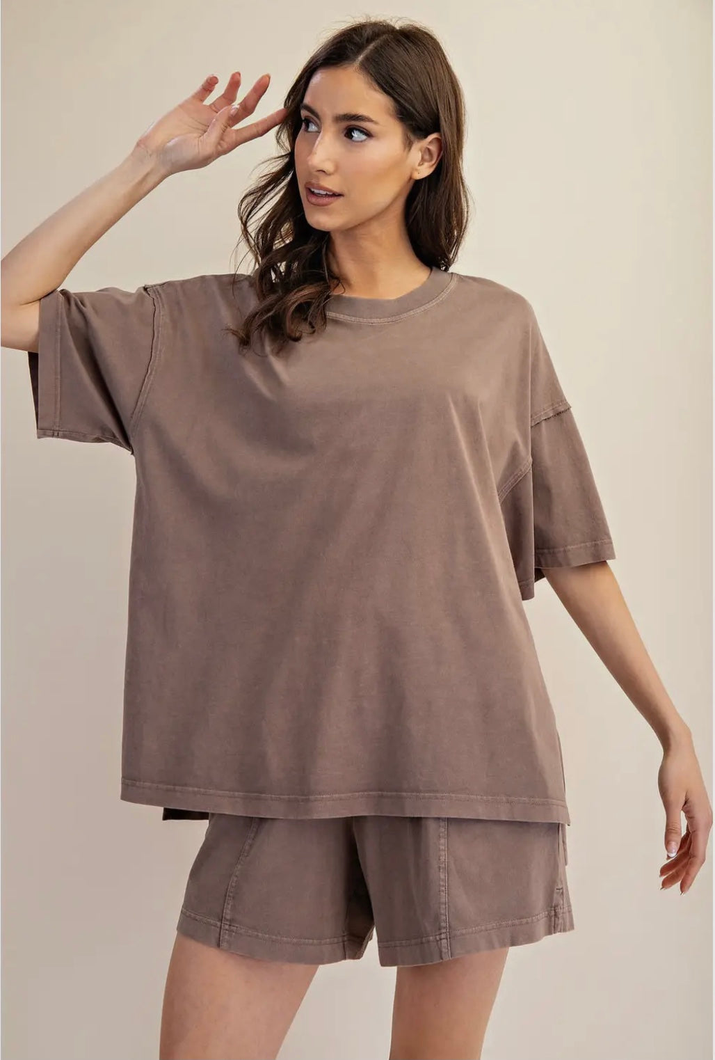 Mineral Washed Cotton Oversize Slit Tee