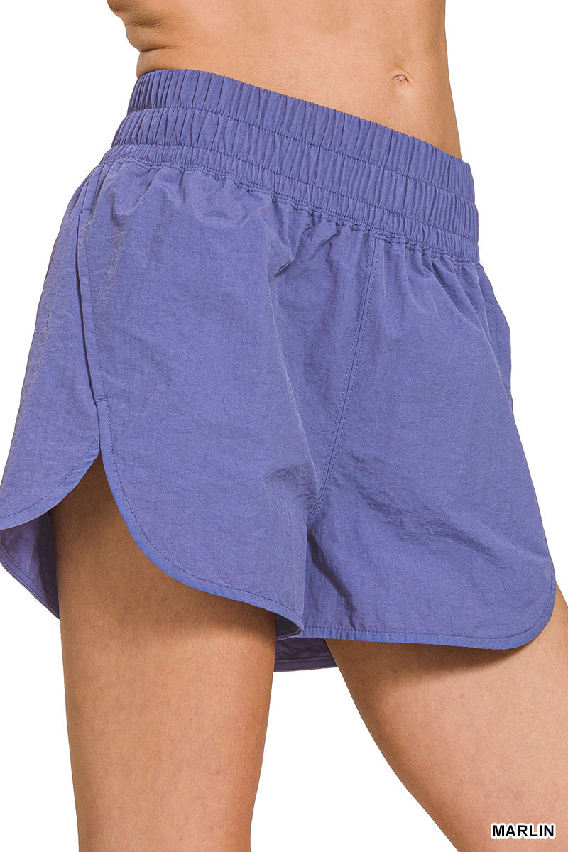 Windbreaker Smocked Waistband Running Shorts
