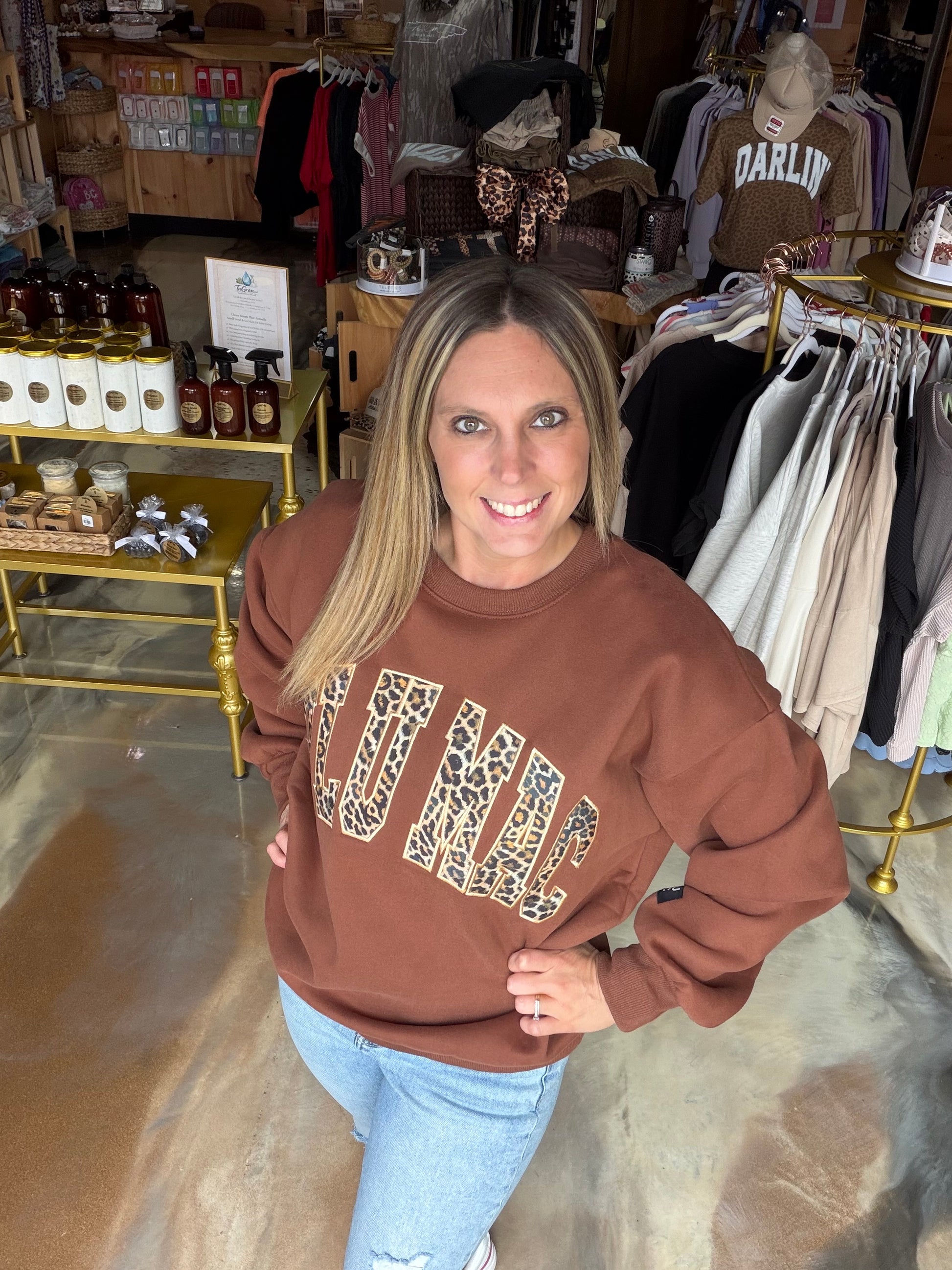Lulumac brown leopard crew sweatshirt