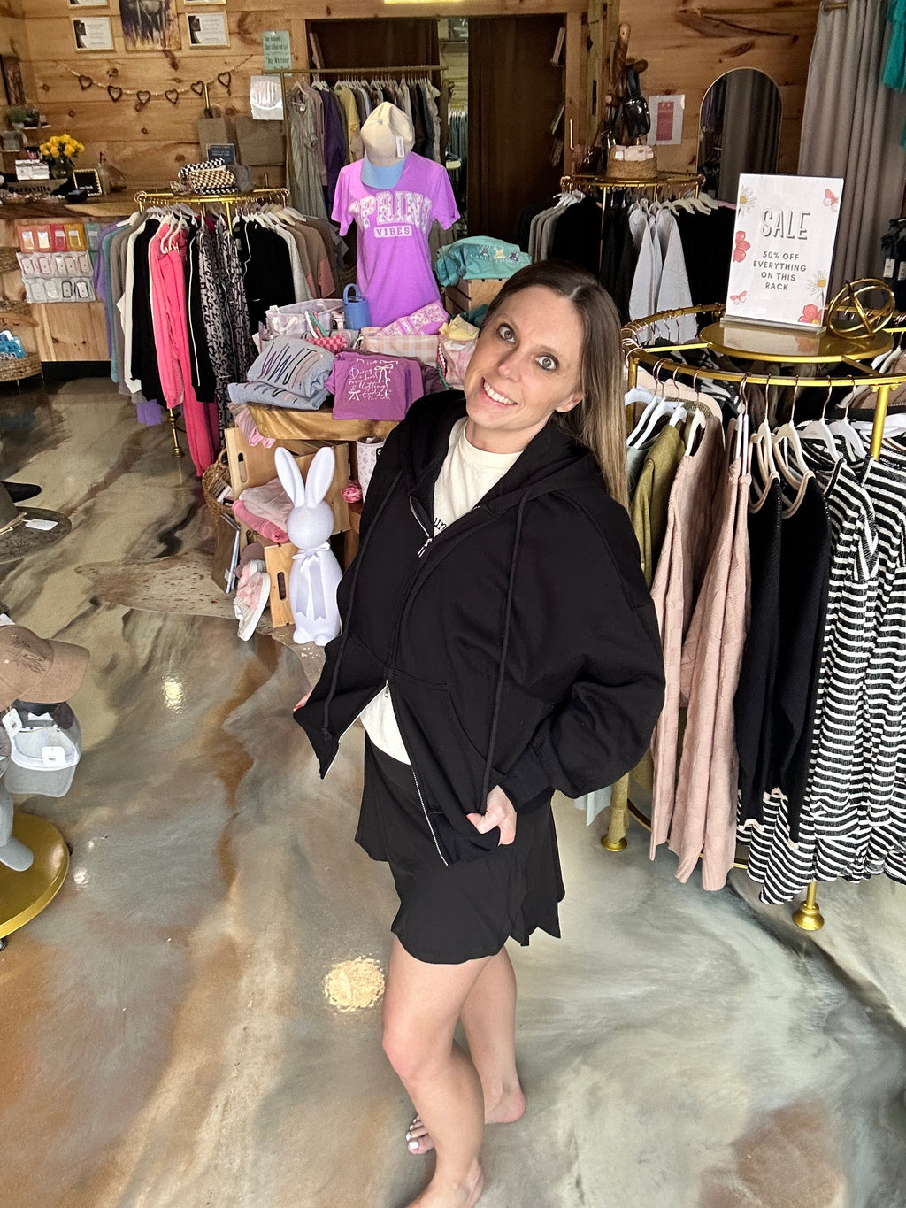 Fleece zip-up hoodie with pockets