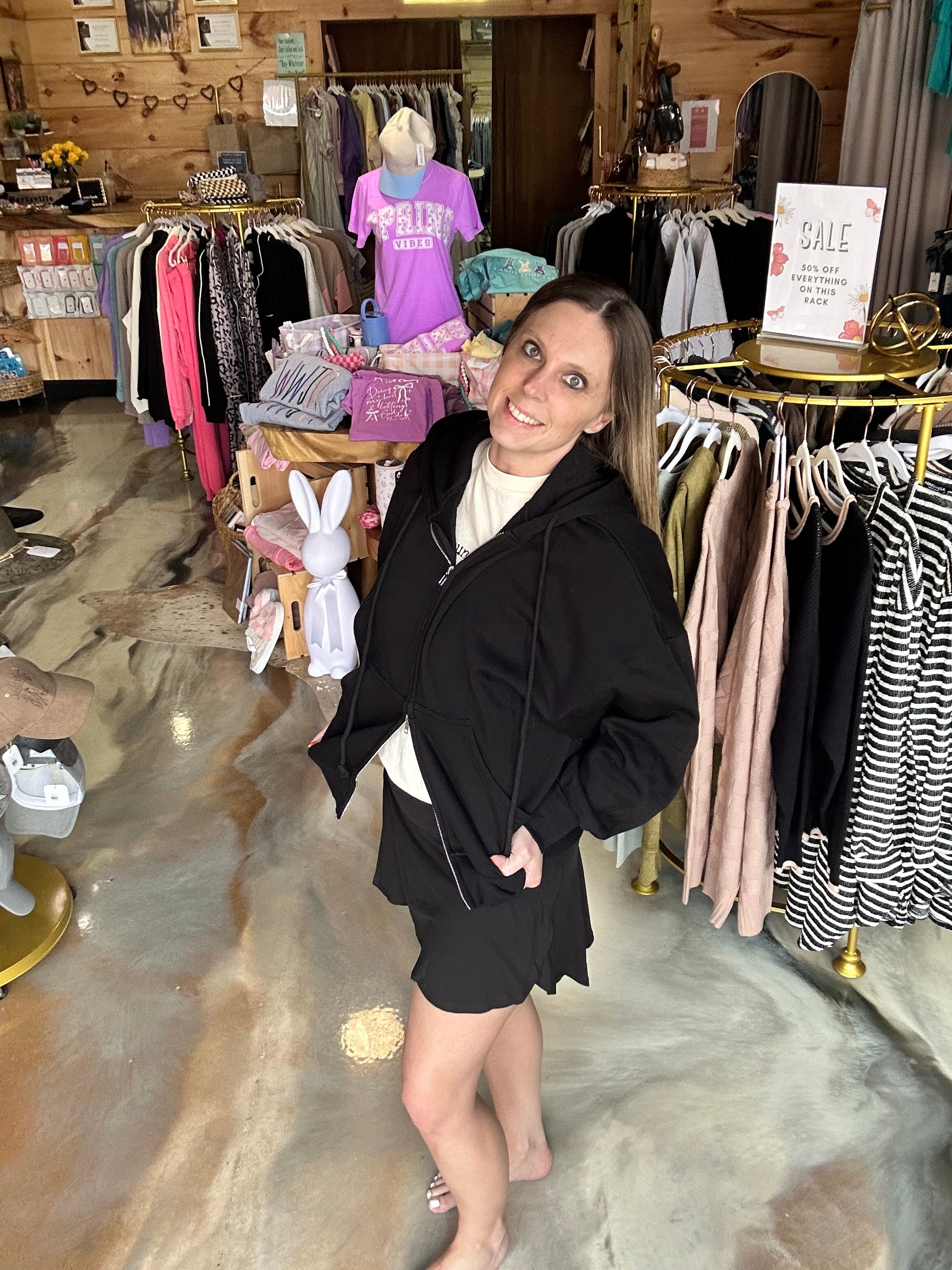 Fleece zip-up hoodie with pockets