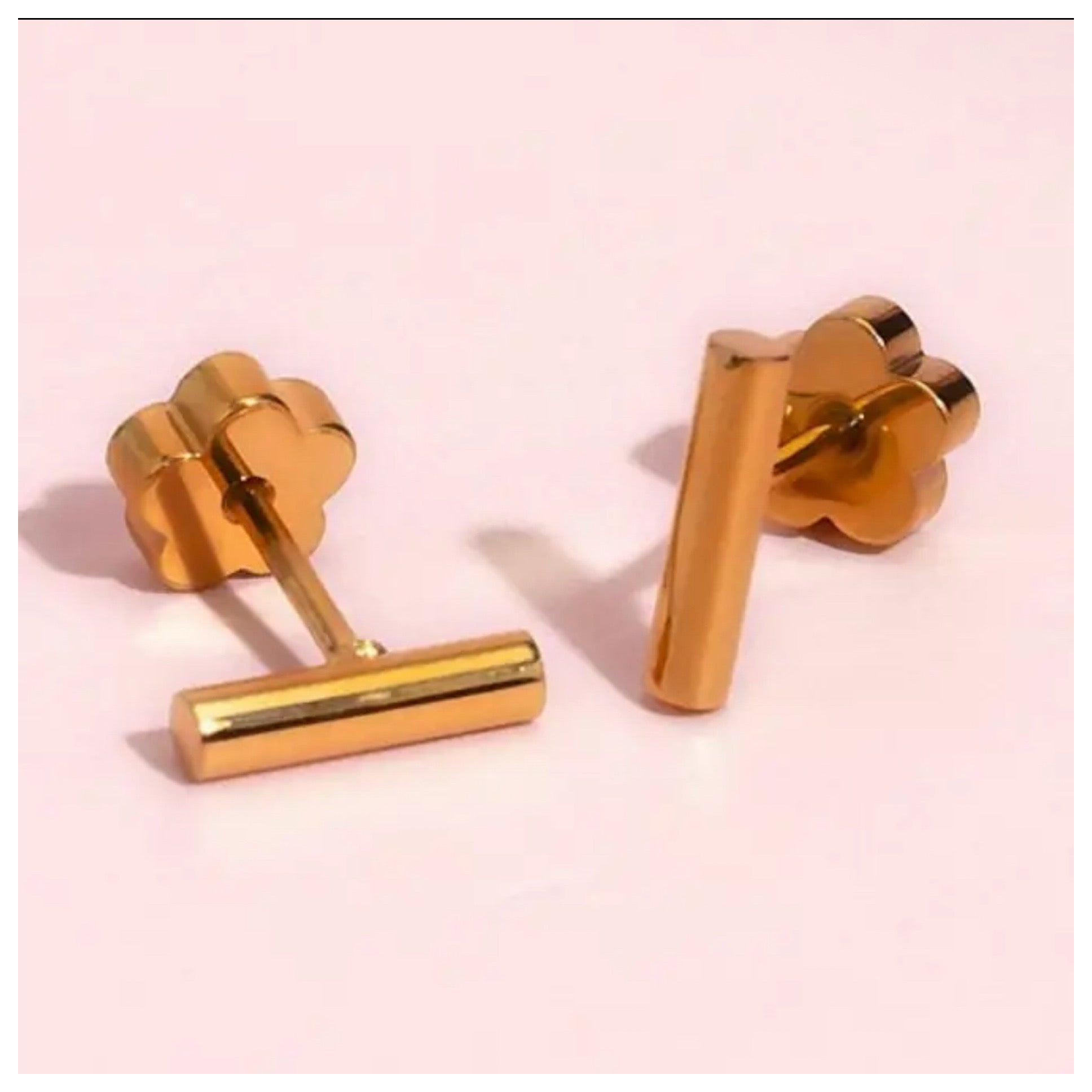 Pierced co gold bar earrings