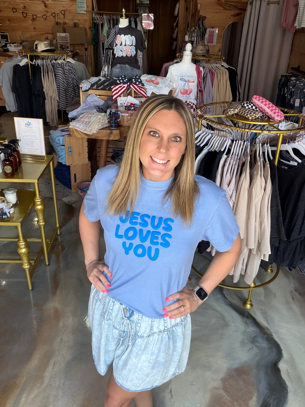 Jesus Loves You Puff Garment-Dyed Heavy T-Shirt