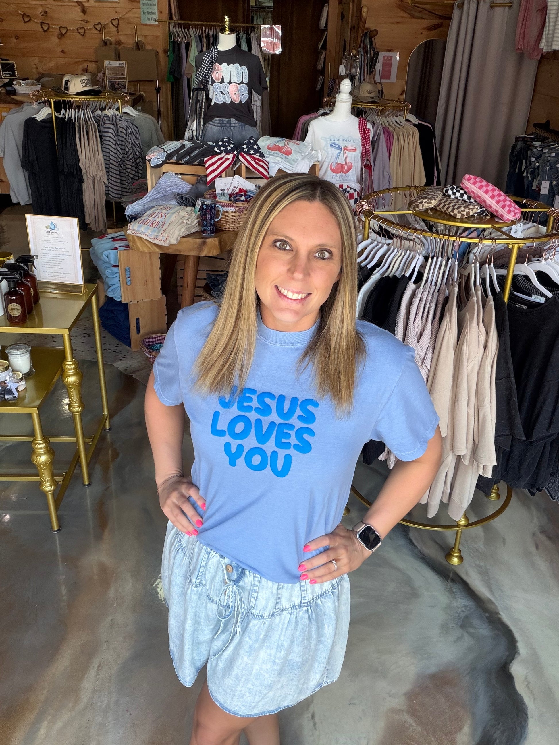 Jesus Loves You Puff Garment-Dyed Heavy T-Shirt