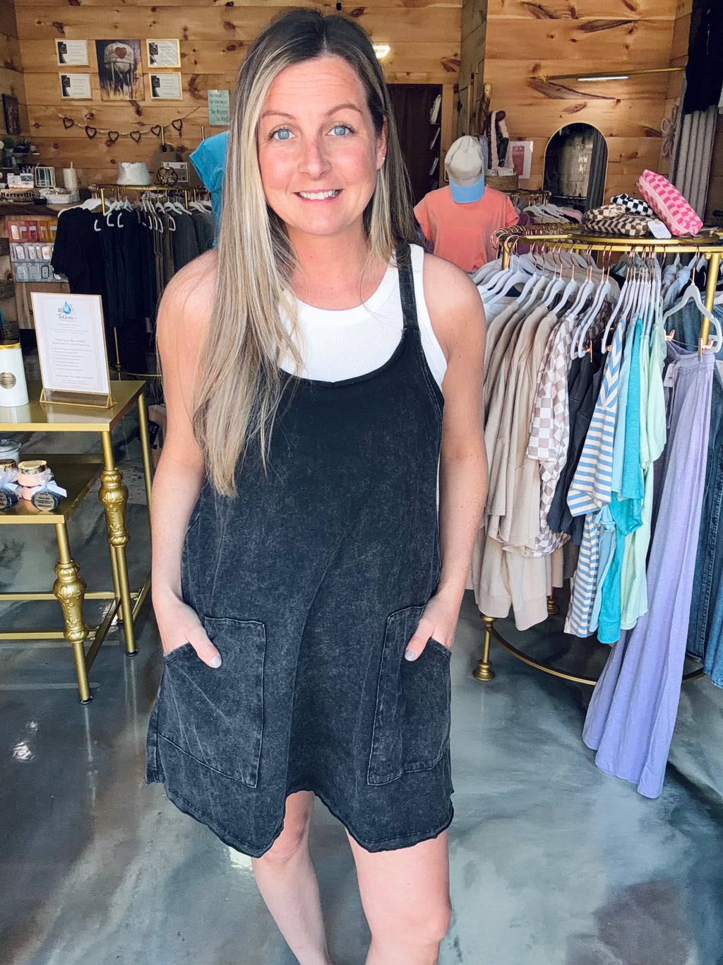 Mineral Washed Knit Mini Dress with Shorts Inside