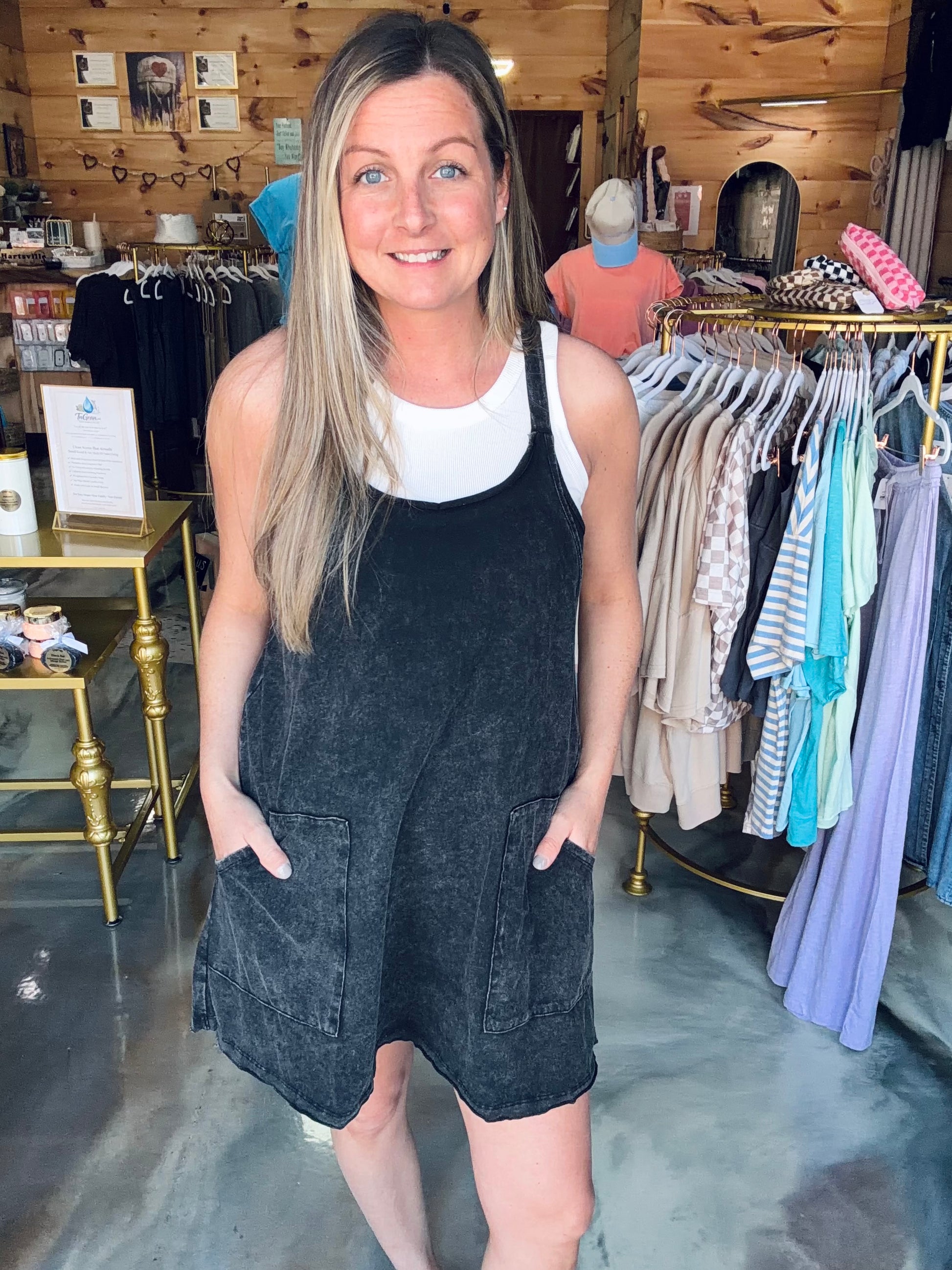 Mineral Washed Knit Mini Dress with Shorts Inside