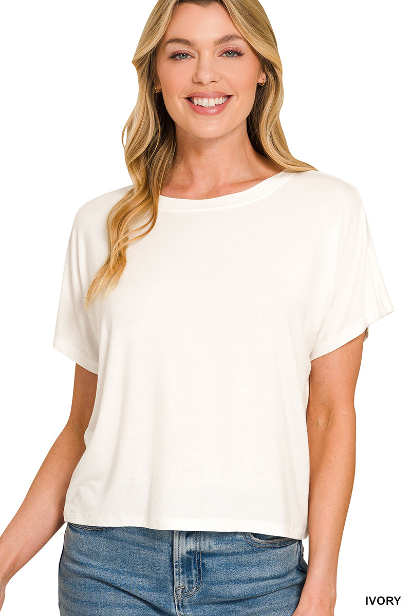 Cropped Round Neck Tee