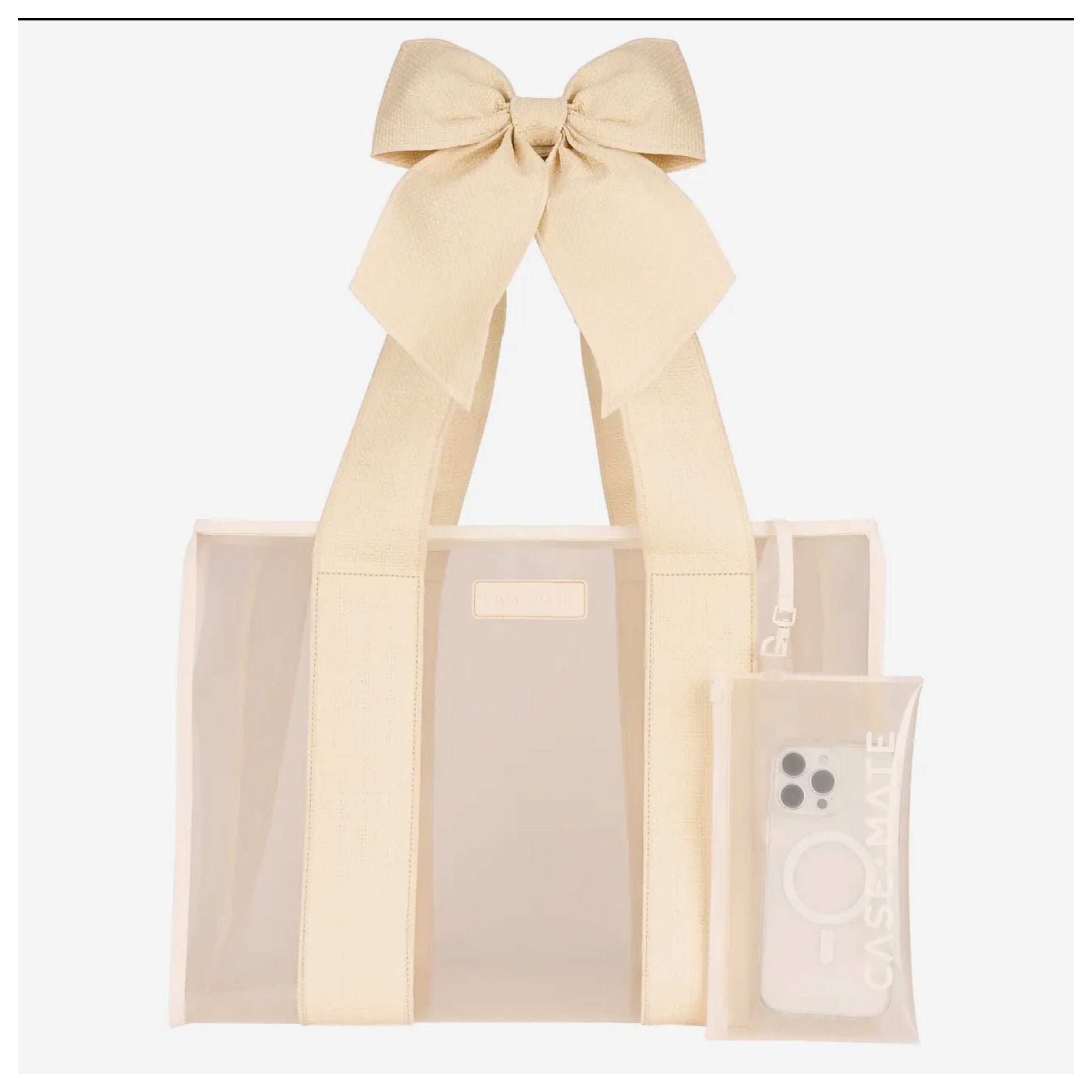 Case-Mate Ecru Raffia Bow Jelly Tote Bag