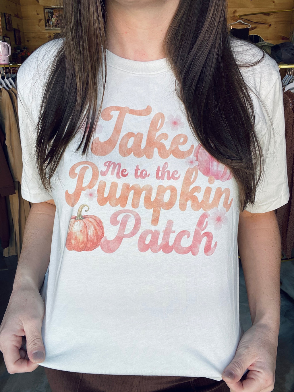 Watercolor Pink Pumpkin Patch Graphic Tee