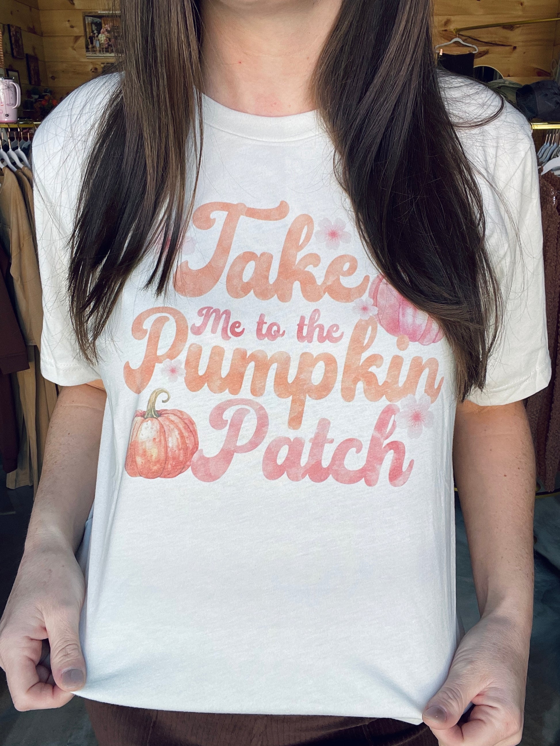 Watercolor Pink Pumpkin Patch Graphic Tee