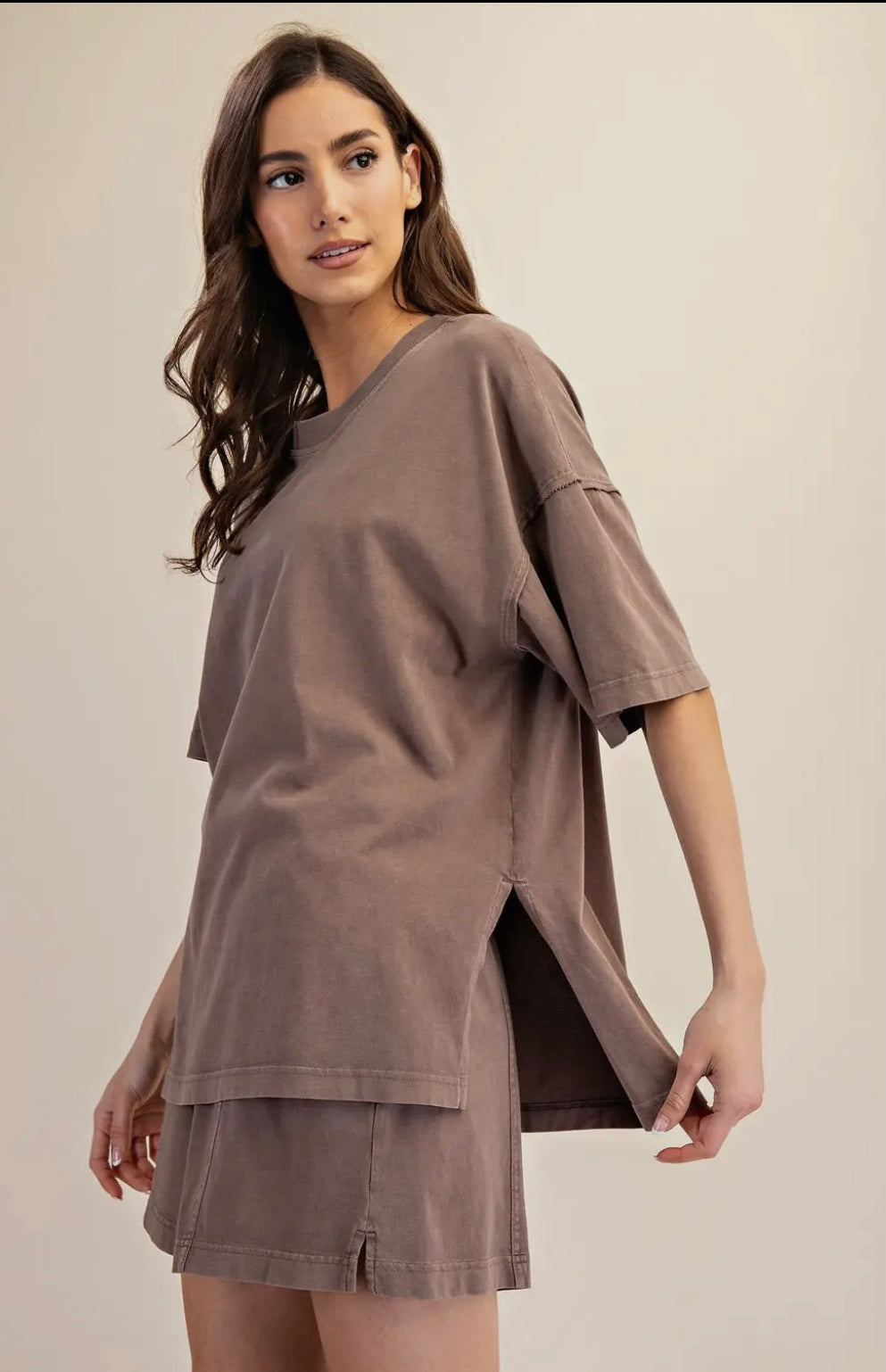 Mineral Washed Cotton Oversize Slit Tee