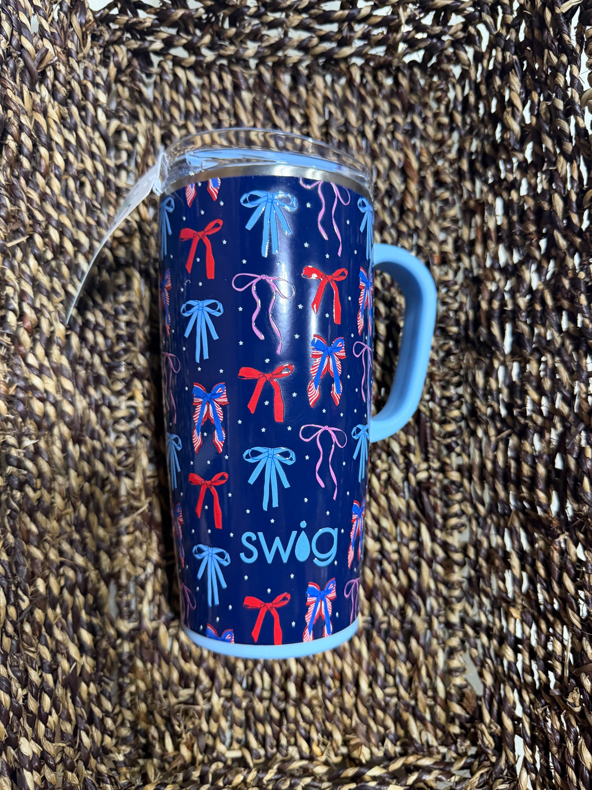 Patriotic Bow Swig 22oz with Handle