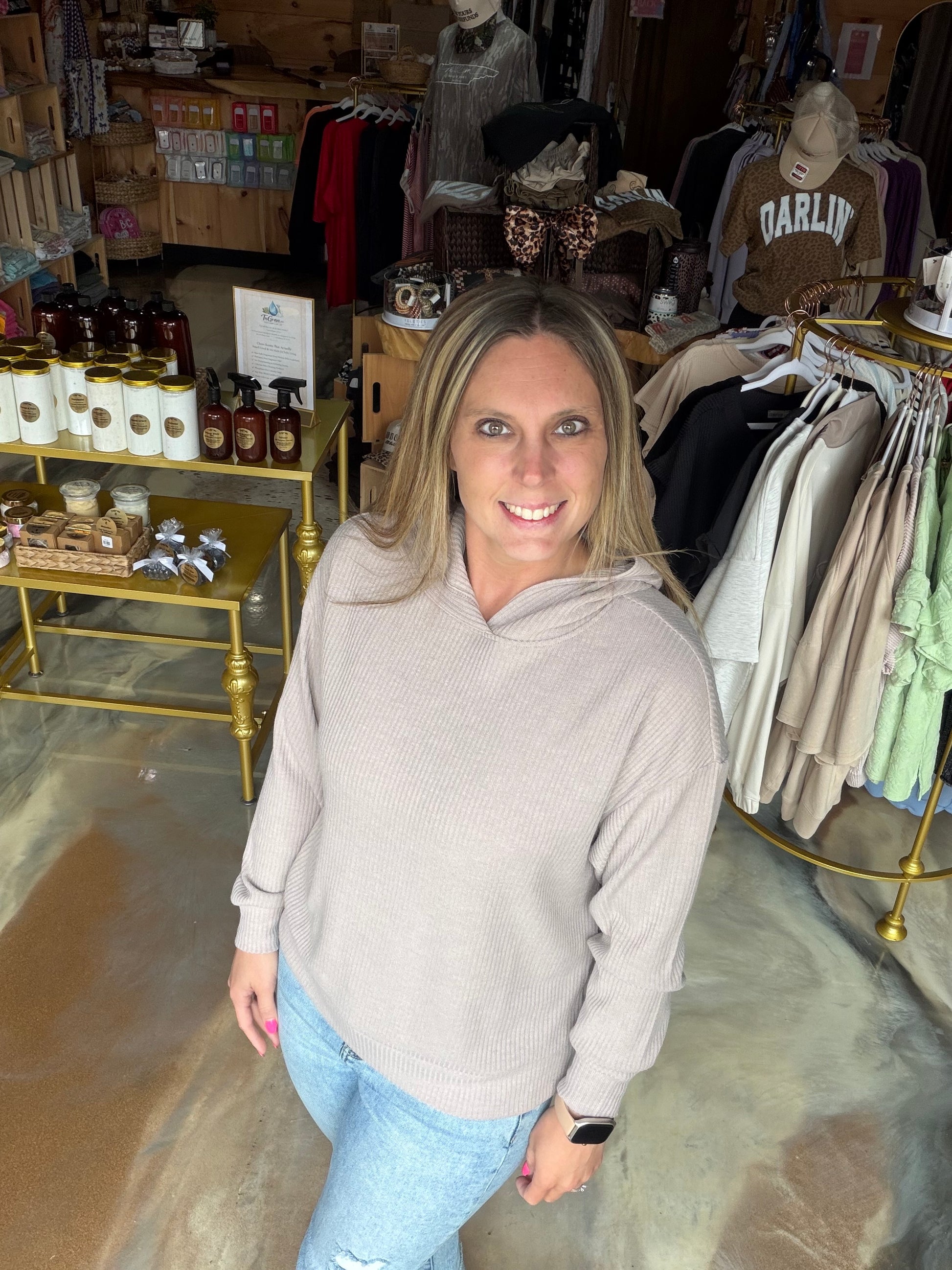 Ribbed Hoodie Pullover