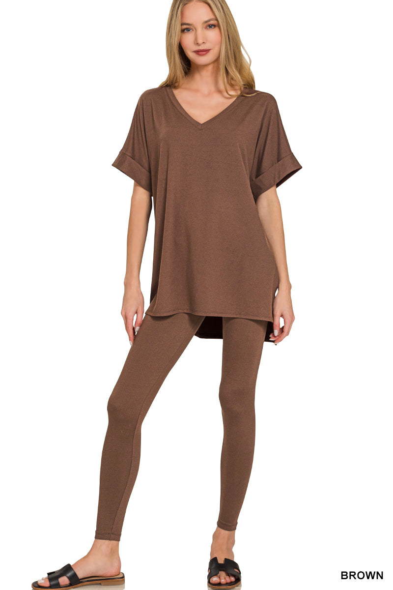 Brushed dty microfiber loungewear set