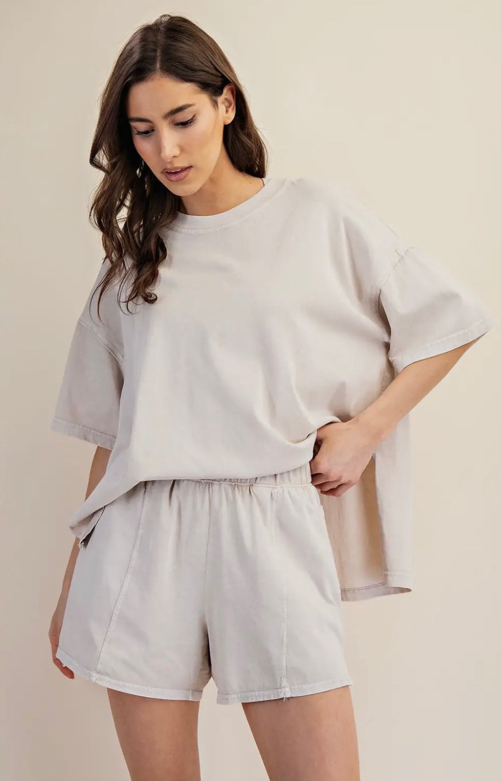 Mineral Washed Cotton Oversize Slit Tee