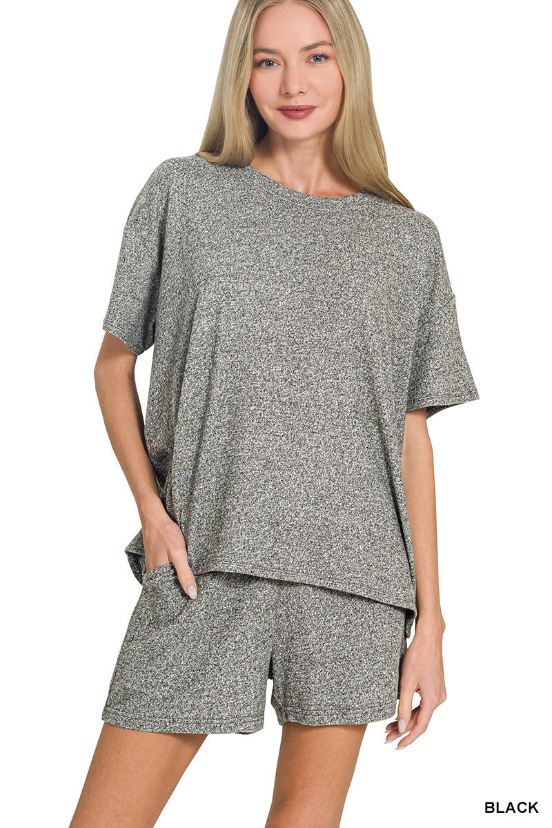 Soft Melange Short Sleeve Tee and Shorts Set