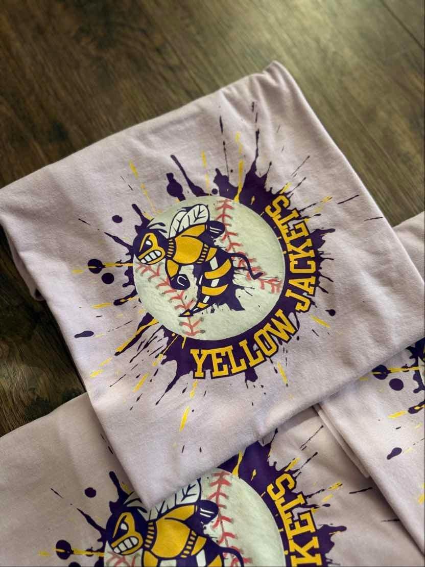 Yellow Jackets Splatter Baseball Tee