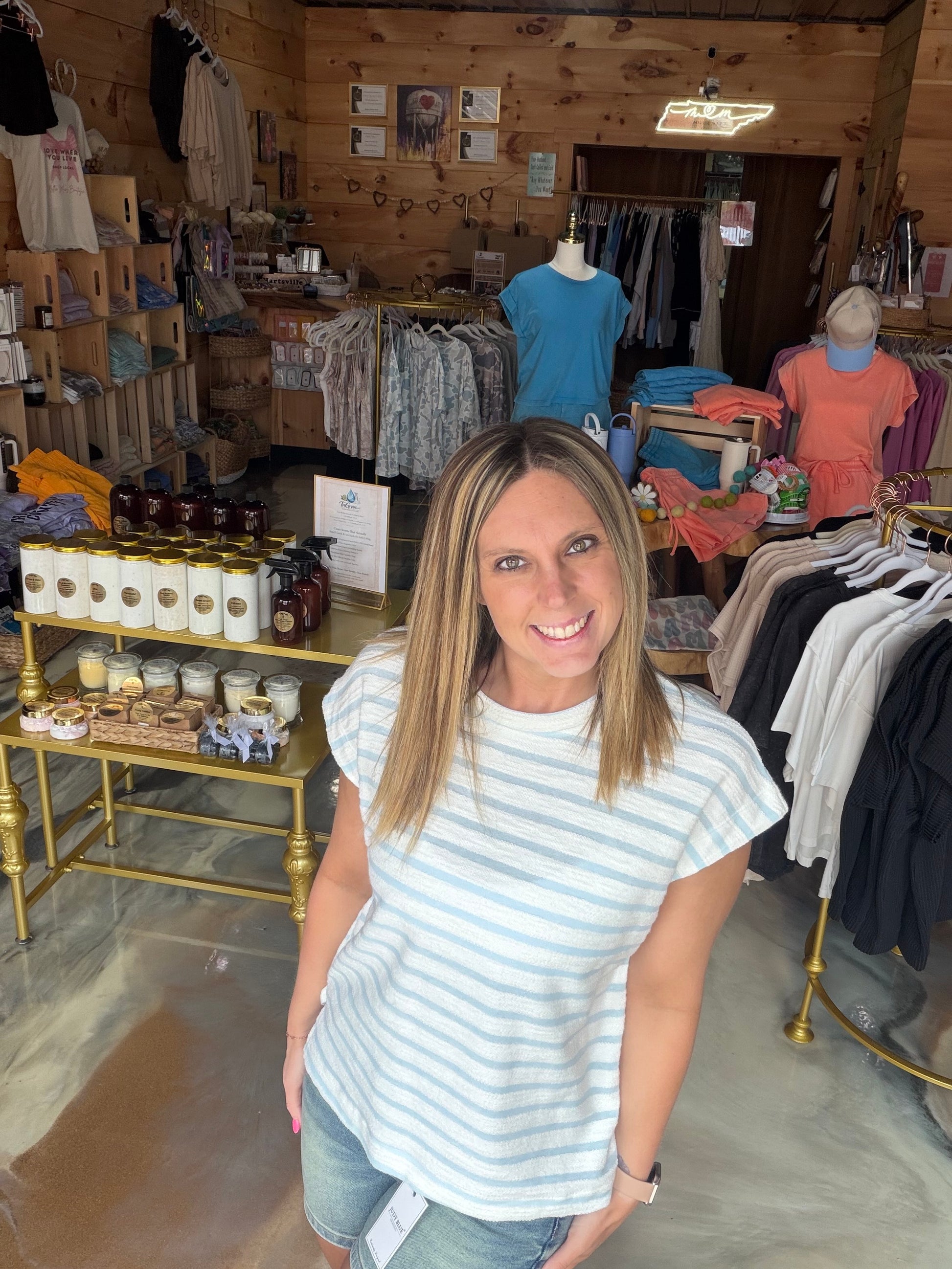 Striped Round Neck Short Sleeve Top