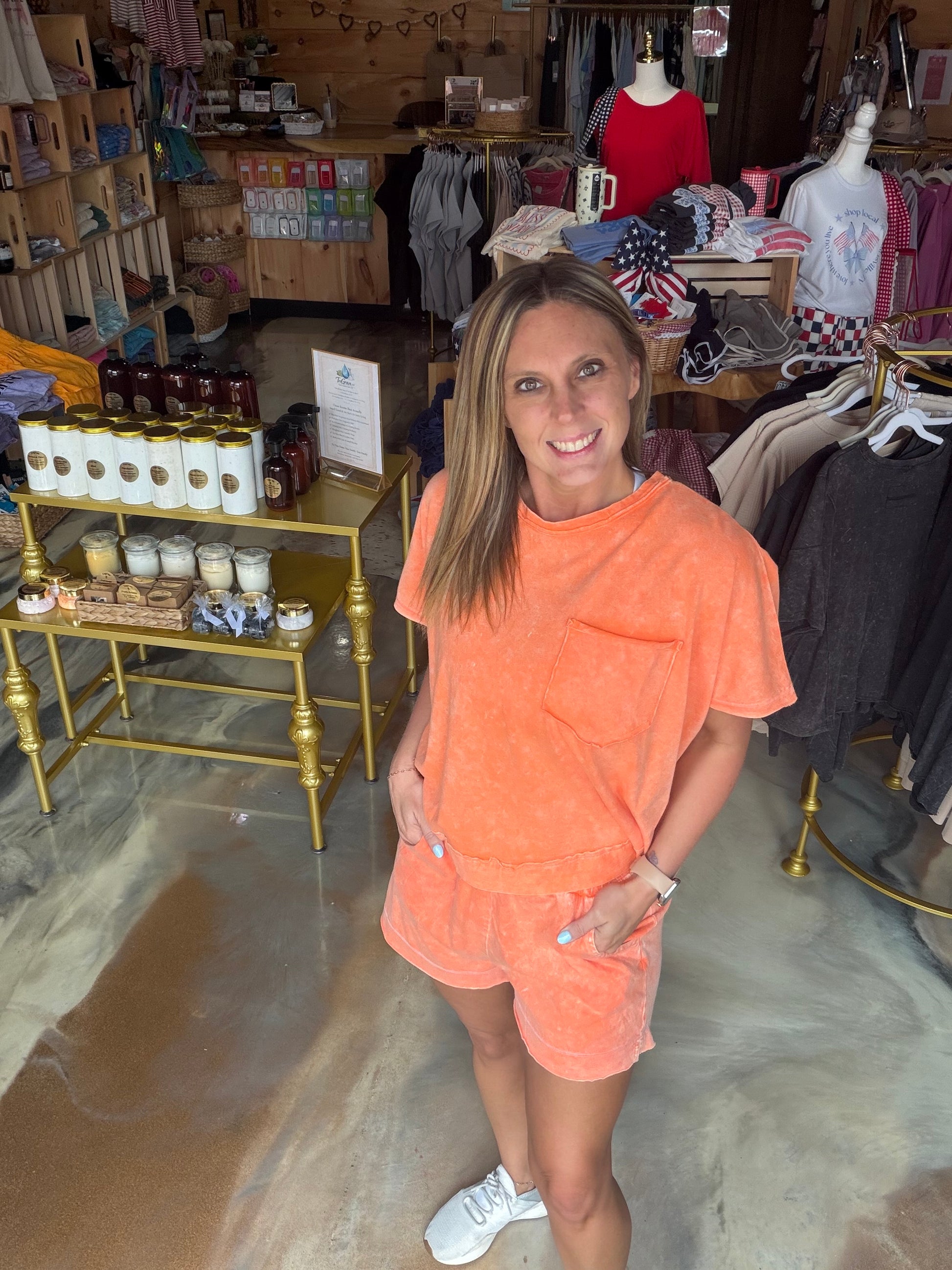 Halo Snow Washed Boxy Top & Shorts Set
