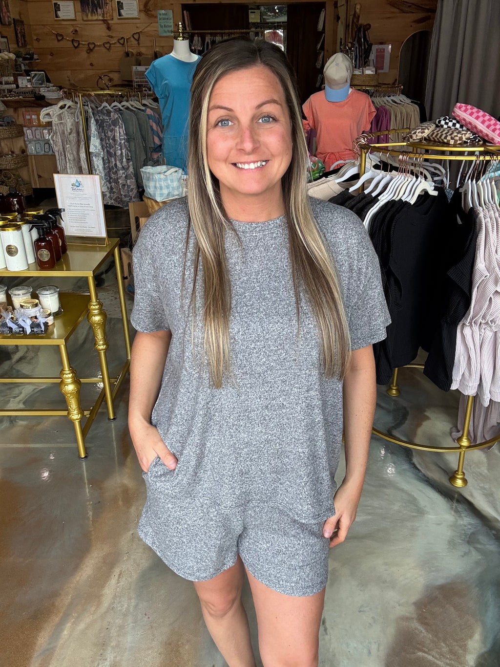 Soft Melange Short Sleeve Tee and Shorts Set